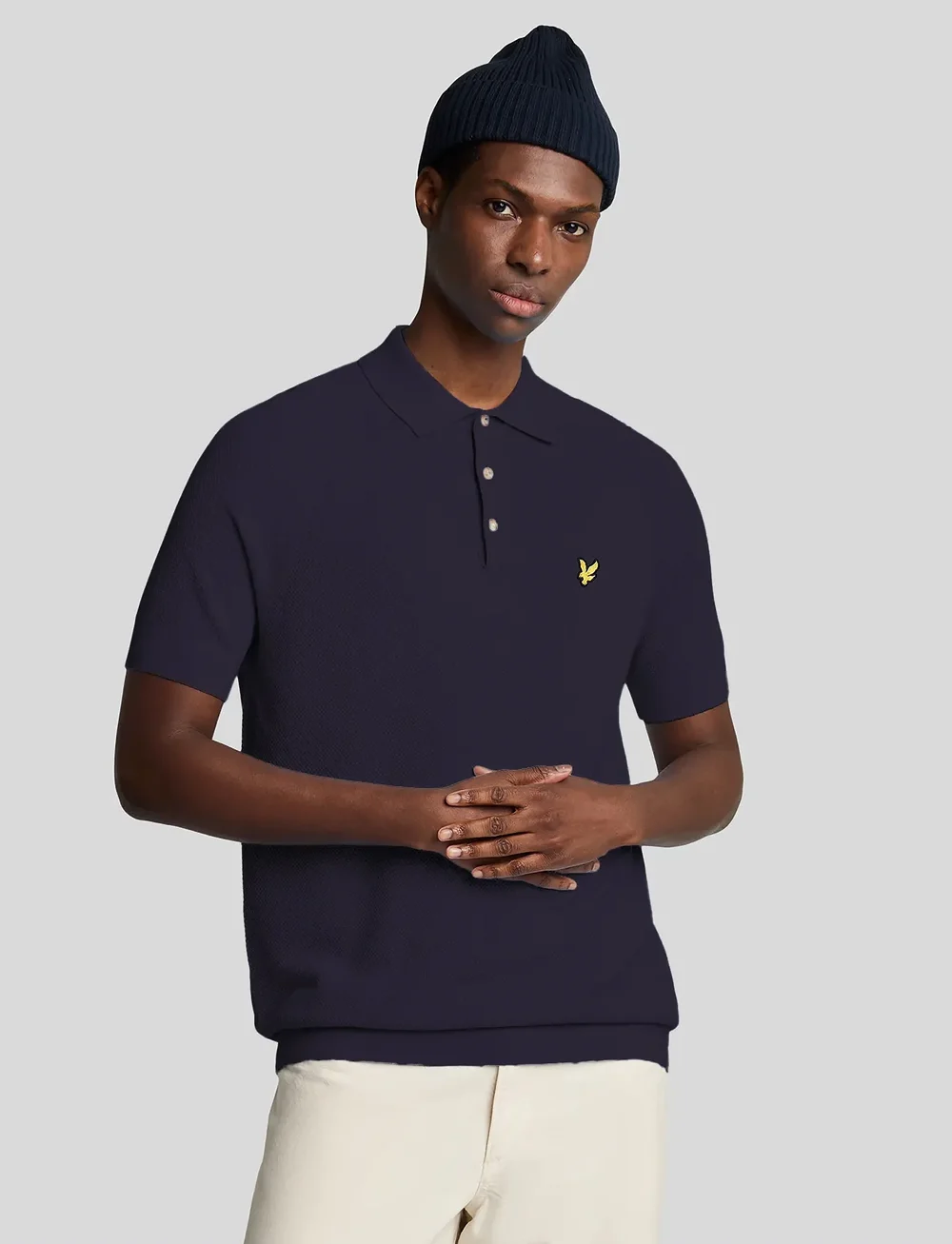 Lyle & Scott - Linen Blend Knitted Polo - gestrickte polohemden - z271 dark navy - 0