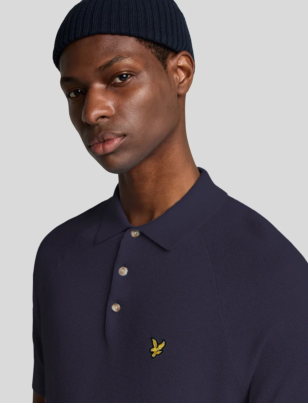 Lyle & Scott - Linen Blend Knitted Polo - gestrickte polohemden - z271 dark navy - 5