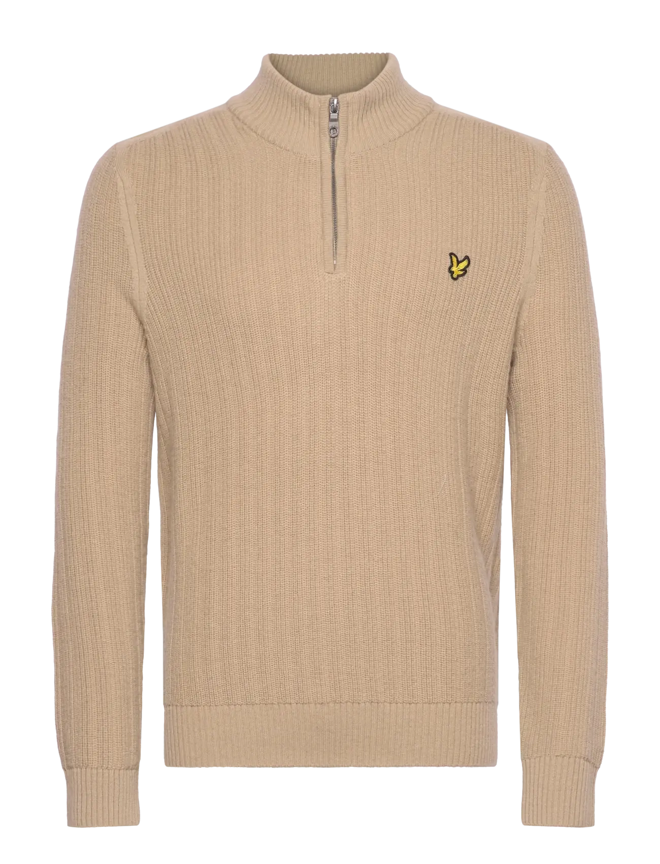 Lyle & Scott Ribbed Quarter Zip Jumper - Halfzip strik - Z151 STONE / beige
