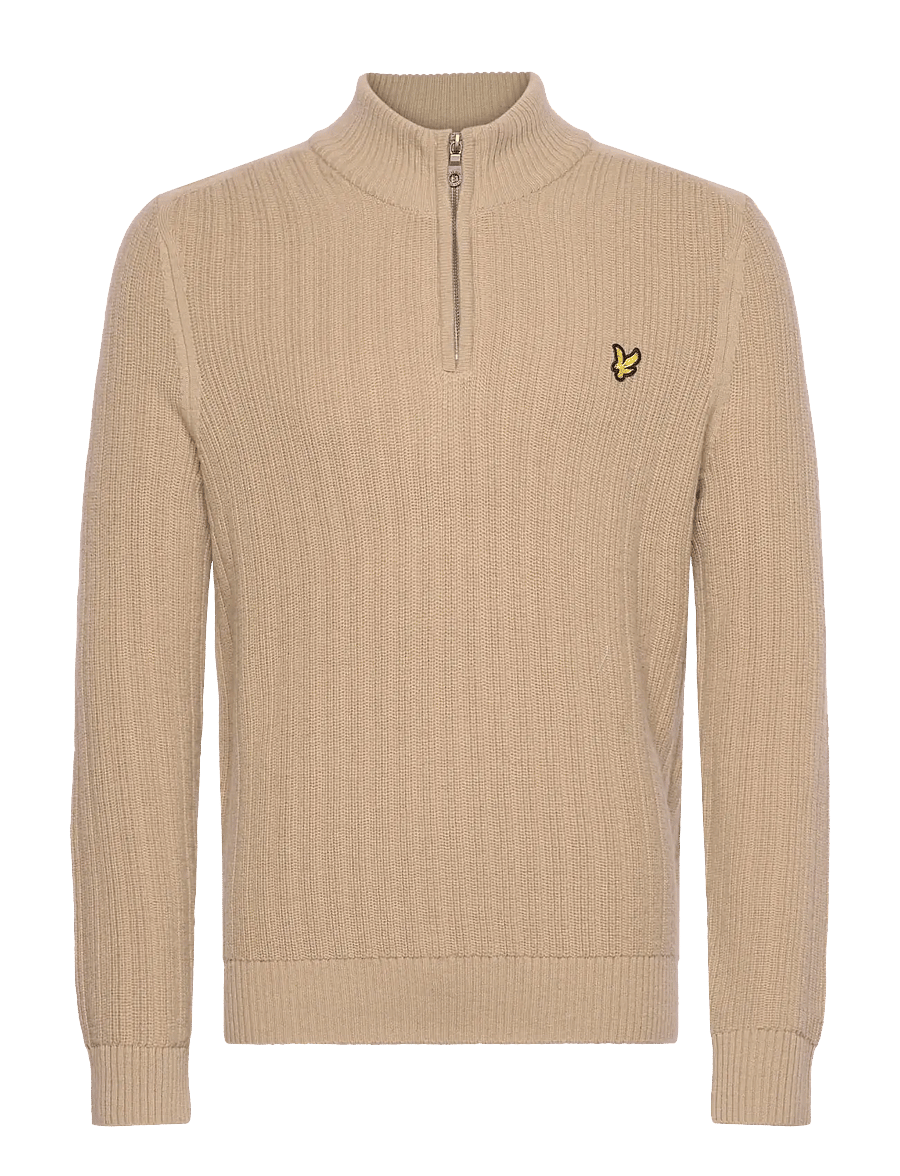Lyle & Scott - Ribbed Quarter Zip Jumper - pullover mit halbem reißverschluss - z151 stone - 1