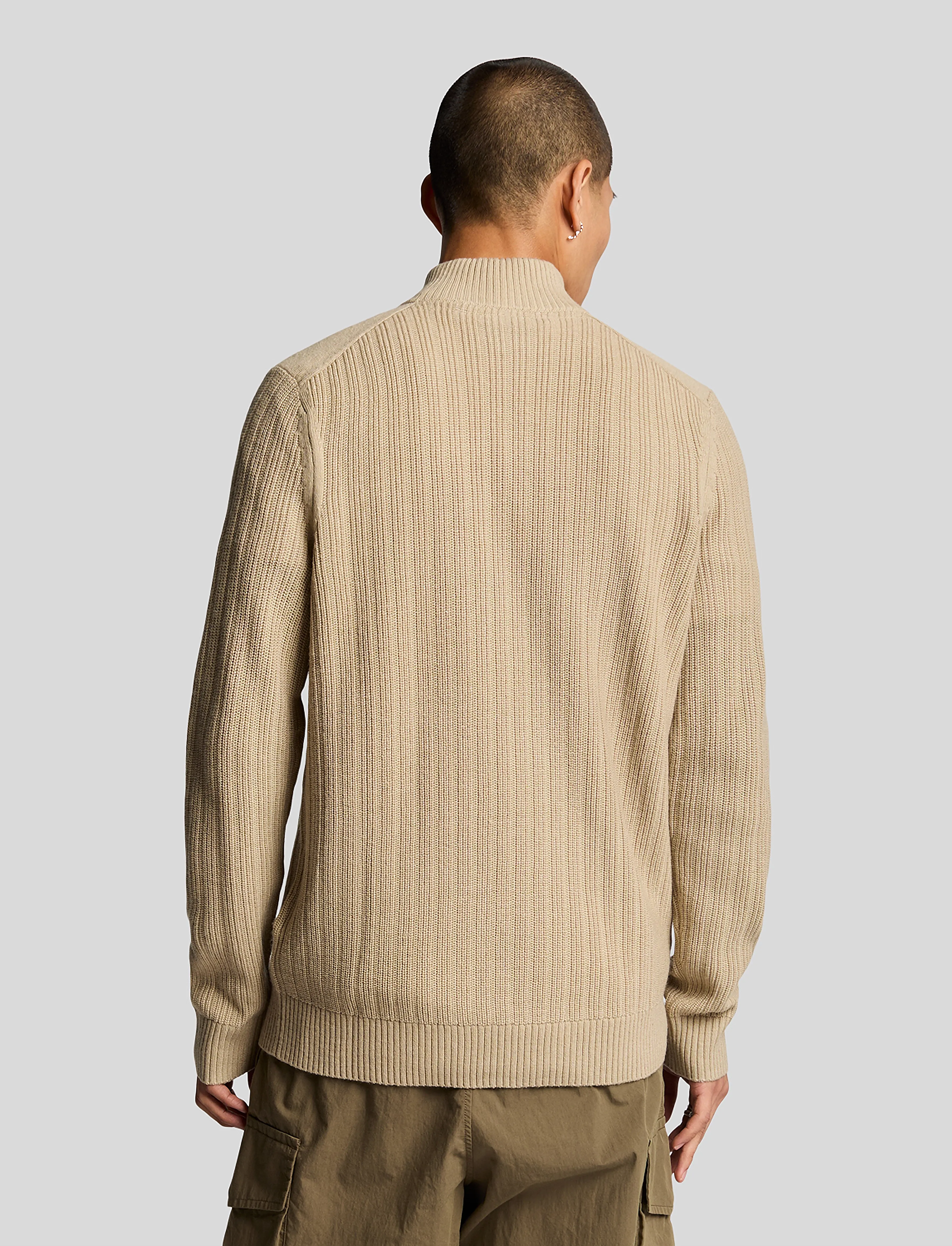 Lyle & Scott - Ribbed Quarter Zip Jumper - mænd - z151 stone - 3