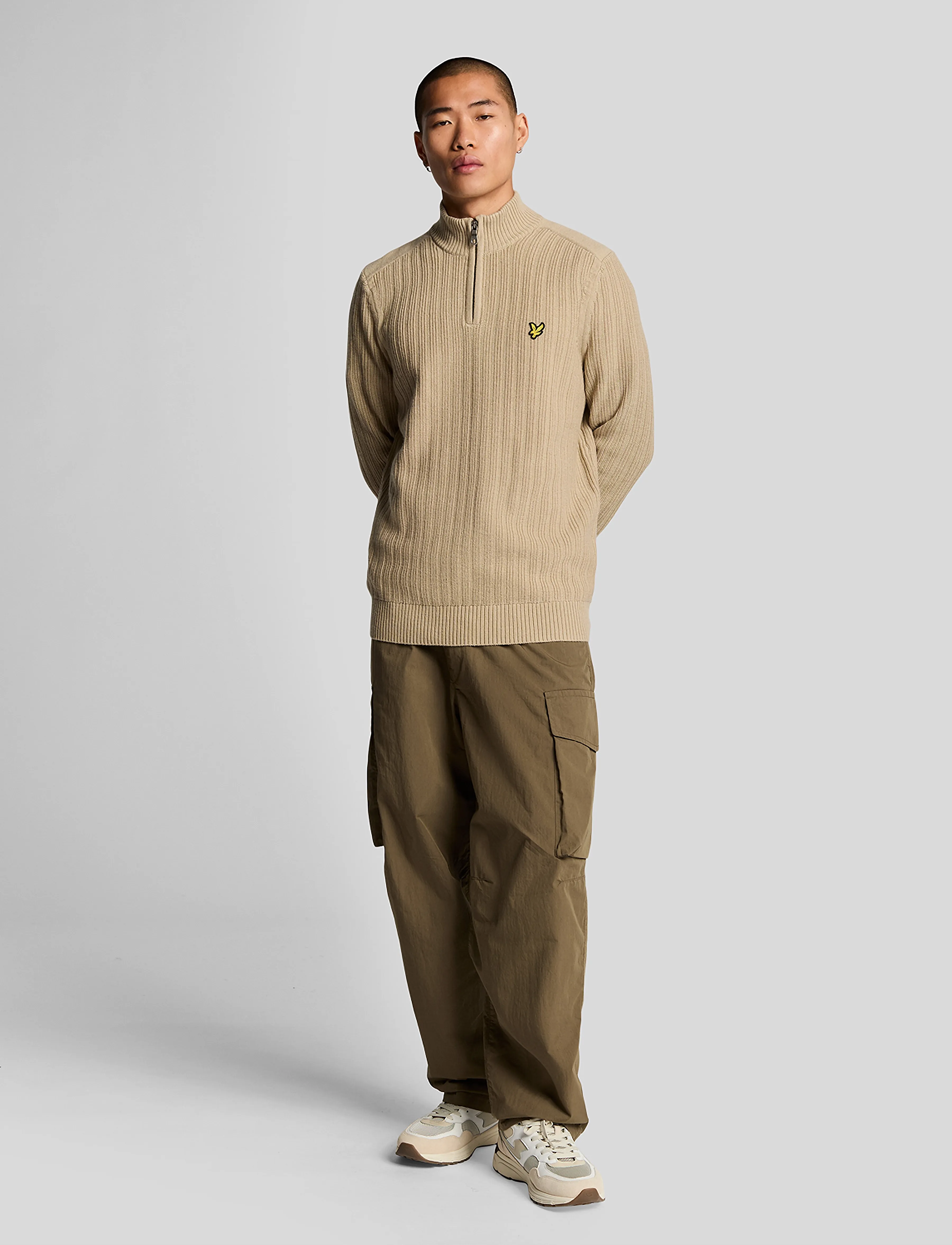 Lyle & Scott - Ribbed Quarter Zip Jumper - mænd - z151 stone - 4