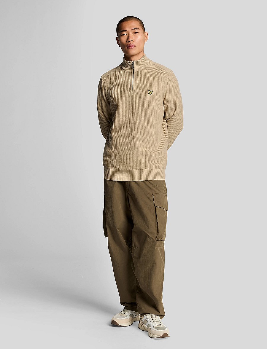 Lyle & Scott - Ribbed Quarter Zip Jumper - pullover mit halbem reißverschluss - z151 stone - 4