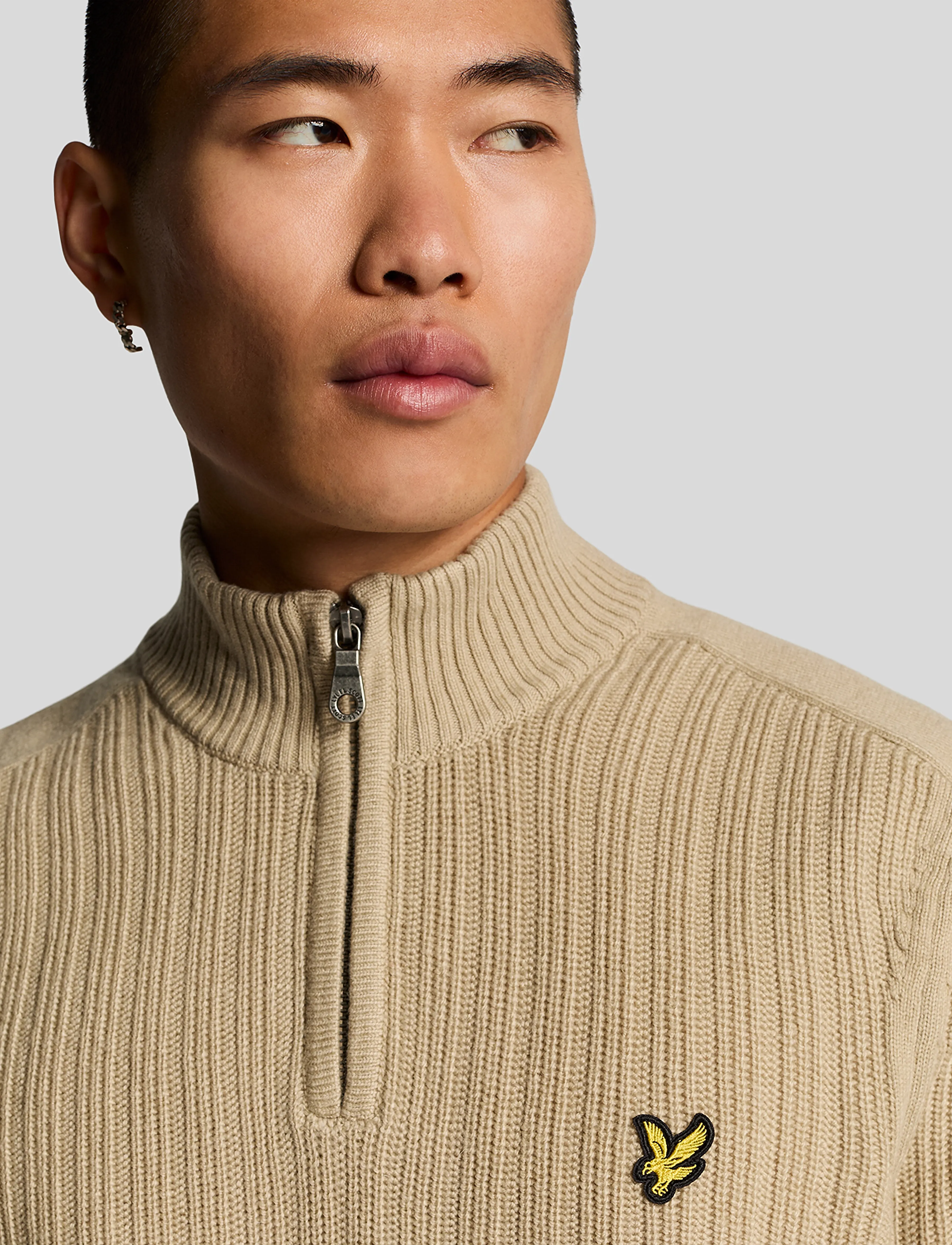 Lyle & Scott - Ribbed Quarter Zip Jumper - mænd - z151 stone - 5