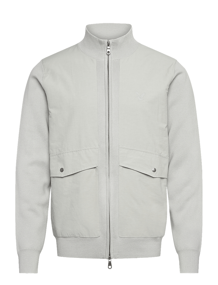 Lyle & Scott - Milano Hybrid Full Zip Knitted Jacket - x570 grey mirage - 1