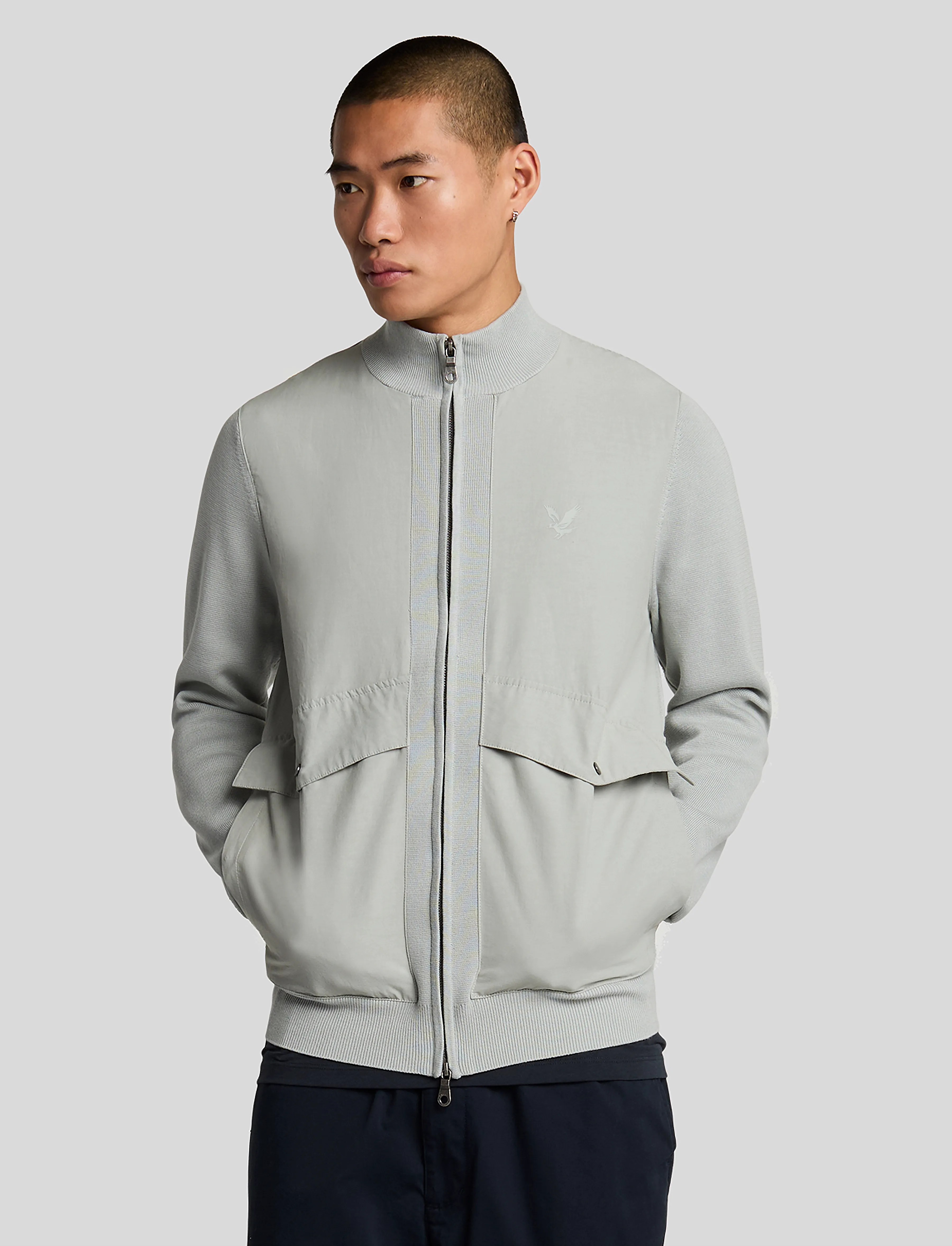 Lyle & Scott Milano Hybrid Full Zip Knitted Jacket, XXL, Grey, Jackets > Hybrid Jackets, Herre