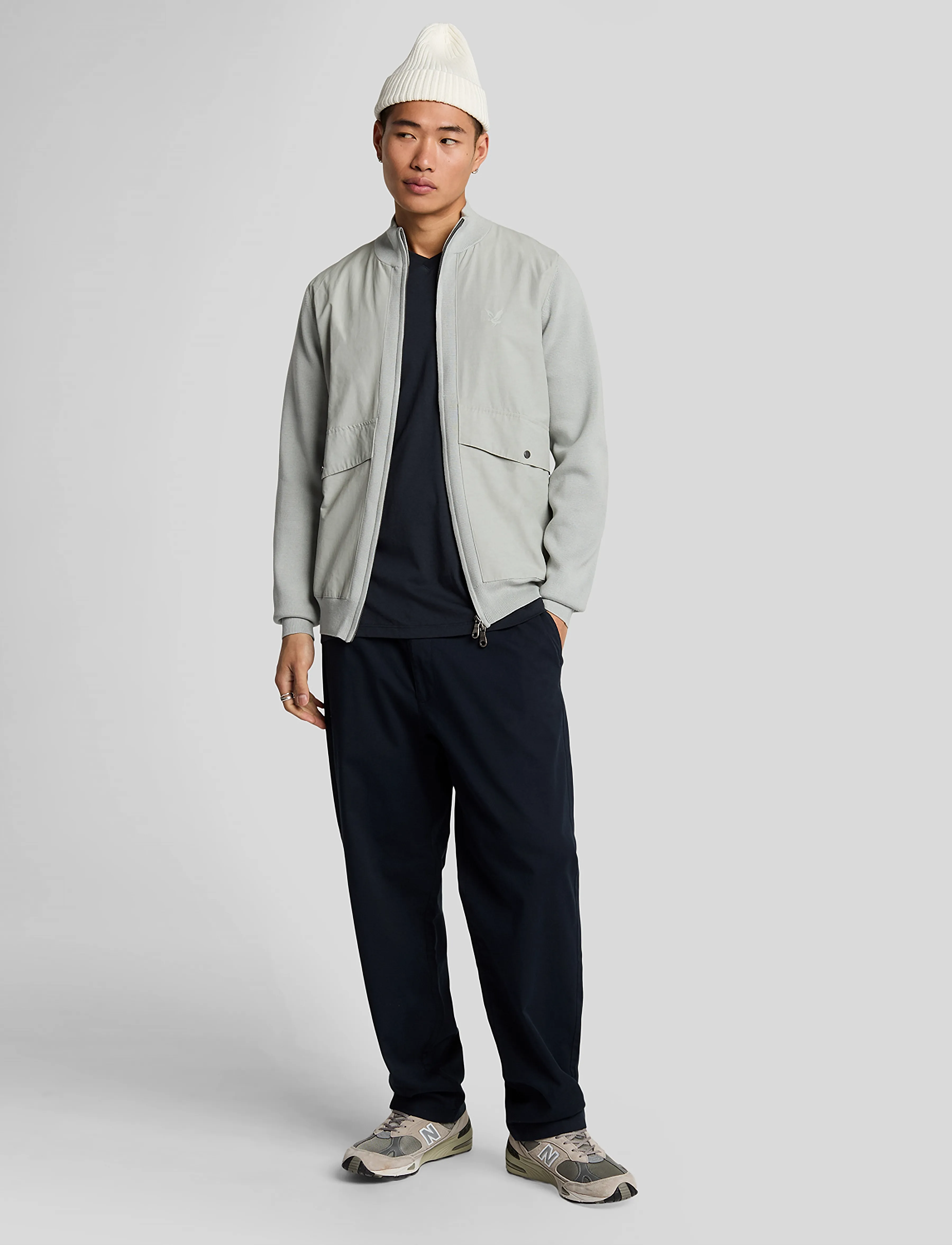 Lyle & Scott - Milano Hybrid Full Zip Knitted Jacket - x570 grey mirage - 4