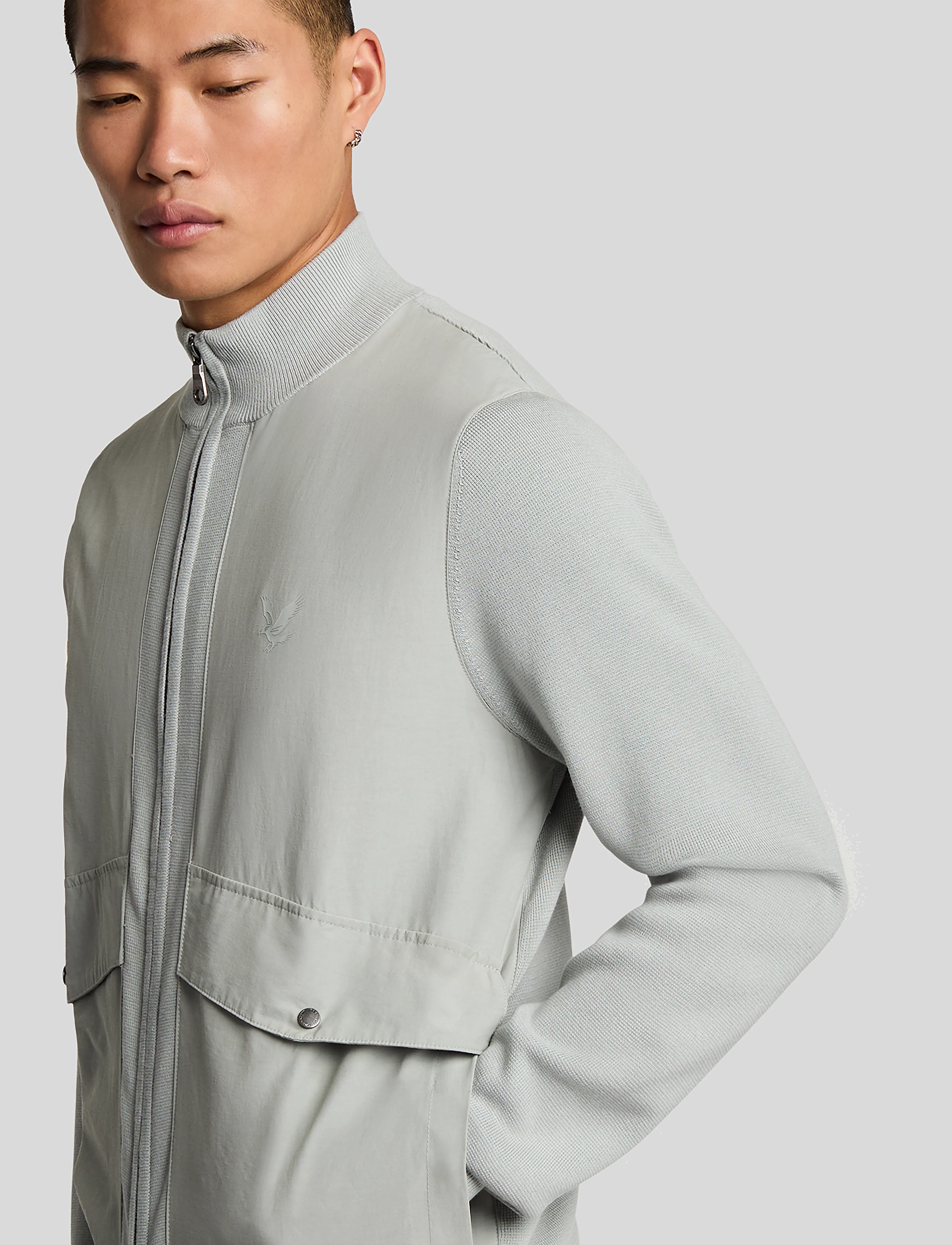Lyle & Scott - Milano Hybrid Full Zip Knitted Jacket - x570 grey mirage - 5