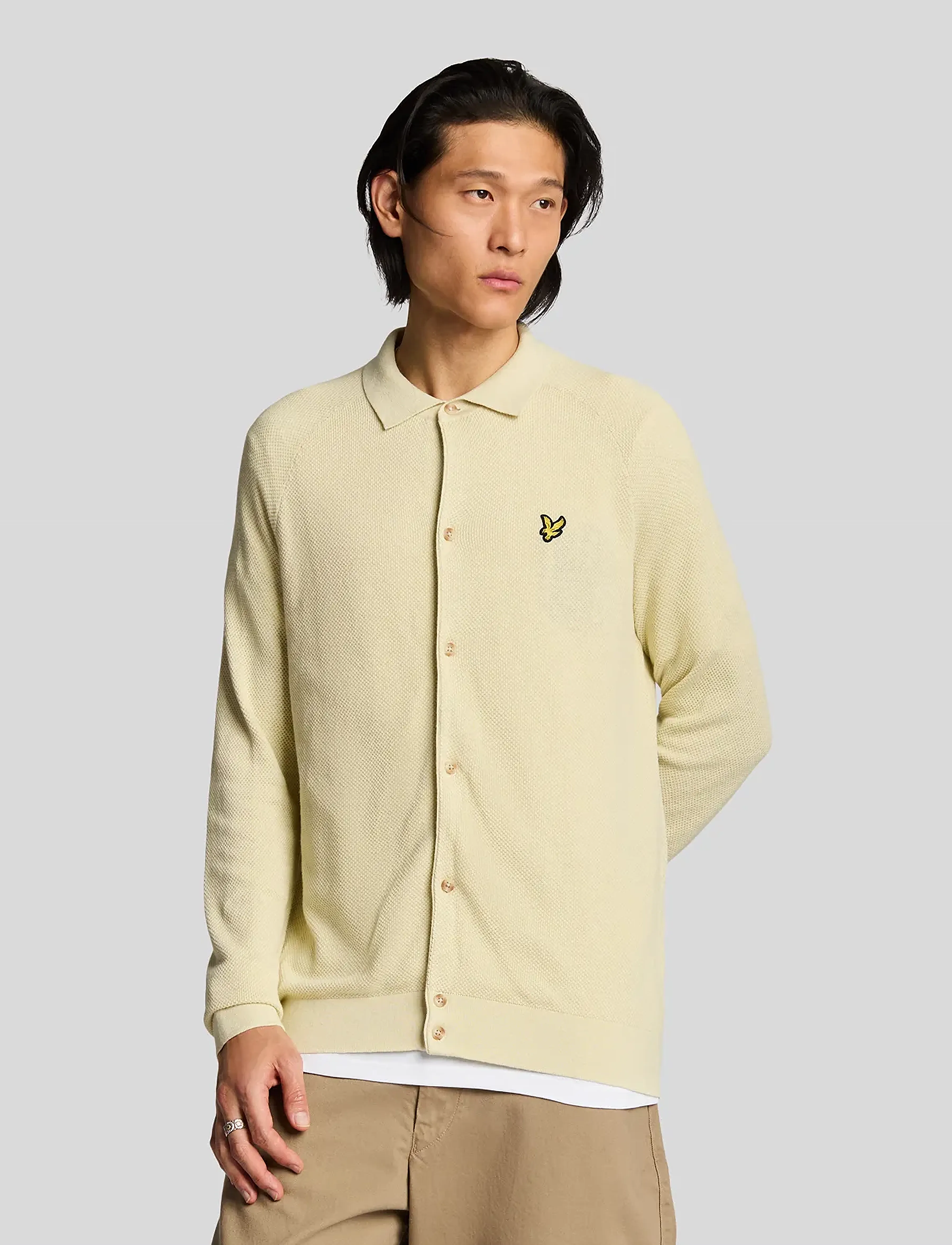 Lyle & Scott Linen Blend Knitted Shirt - Leinenbekleidung - X588 LUNA / cream