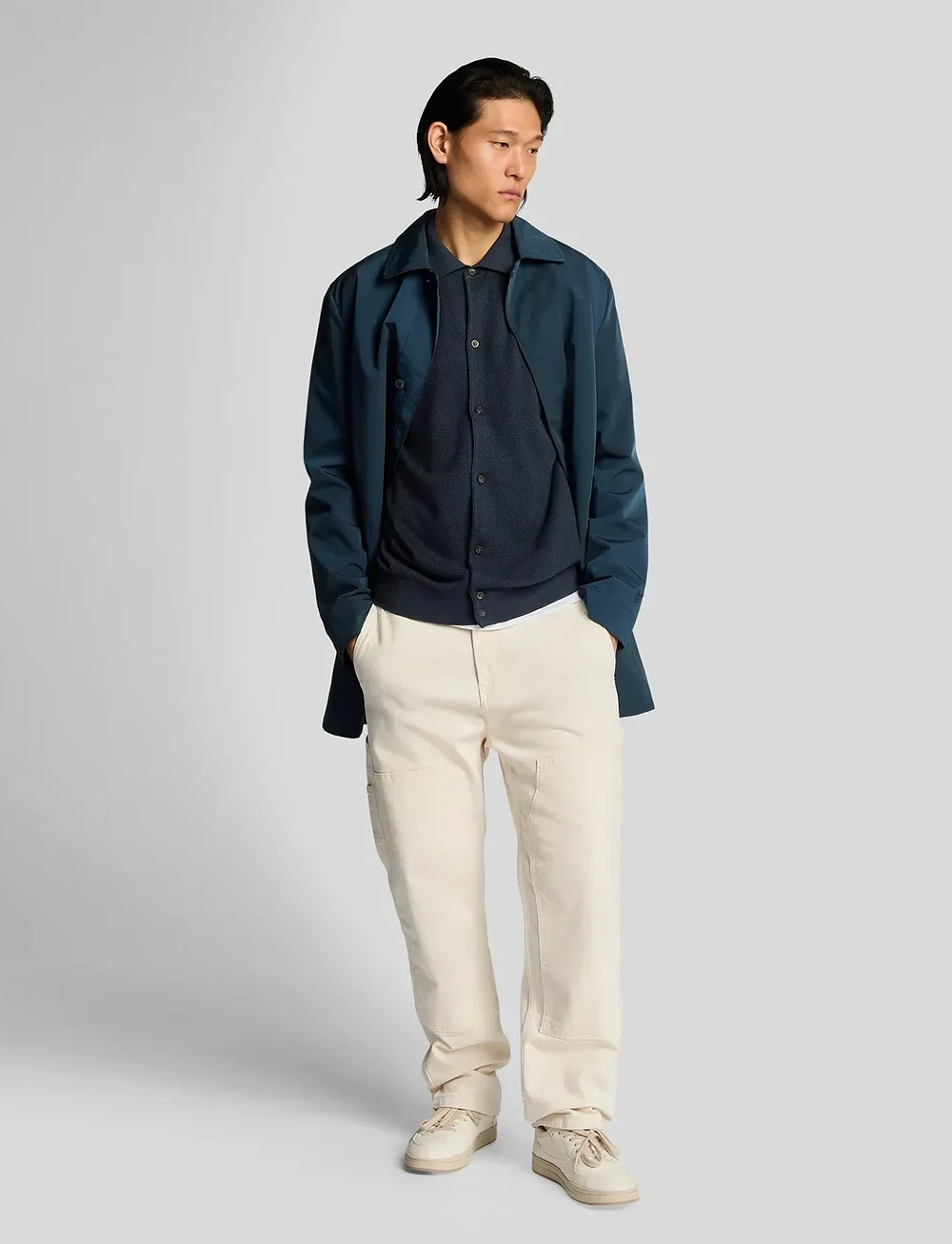 Lyle & Scott - Linen Blend Knitted Shirt - cardigan - z271 dark navy - 4
