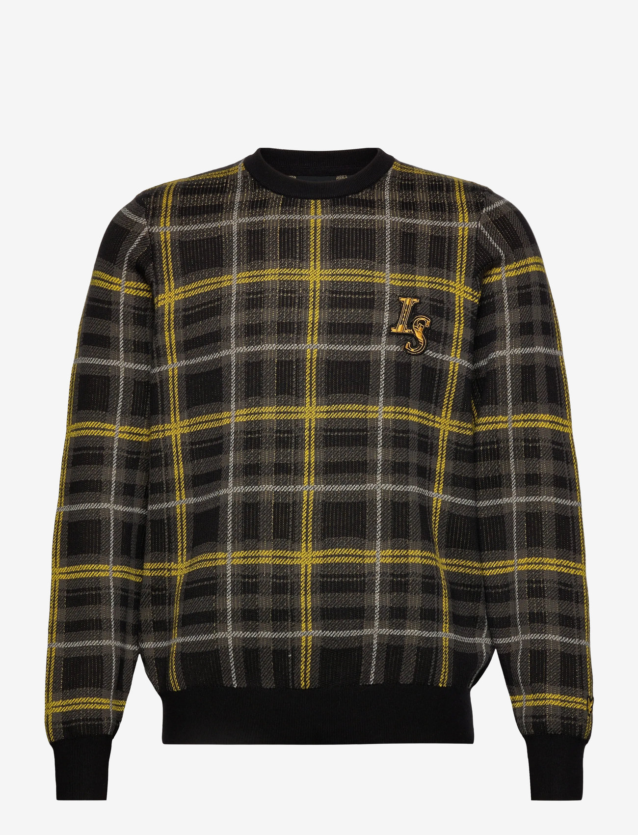 Lyle & Scott - Ribbed Jacquard Tartan Crew Neck - rundhalsad - z865 jet black - 0