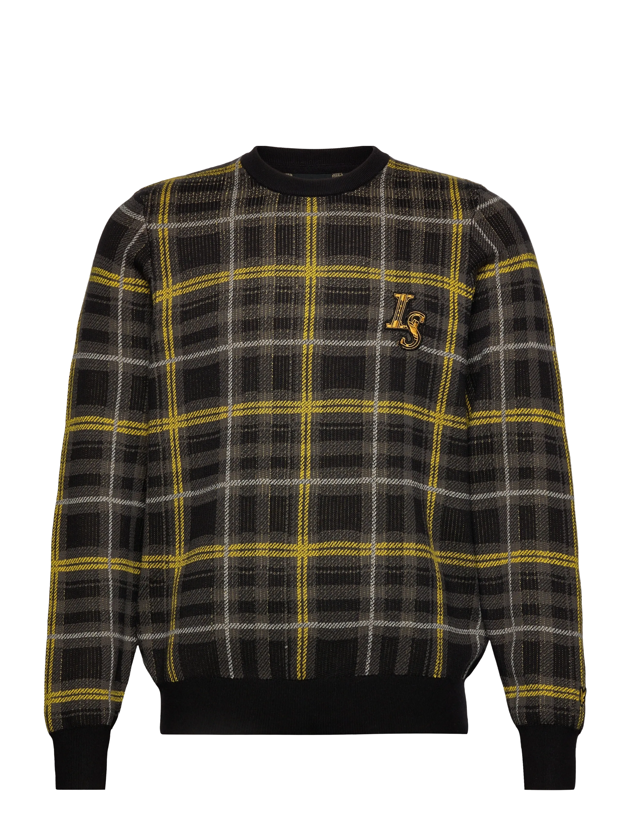 Lyle & Scott Ribbed Jacquard Tartan Crew Neck - Rundhals - Z865 JET BLACK / black