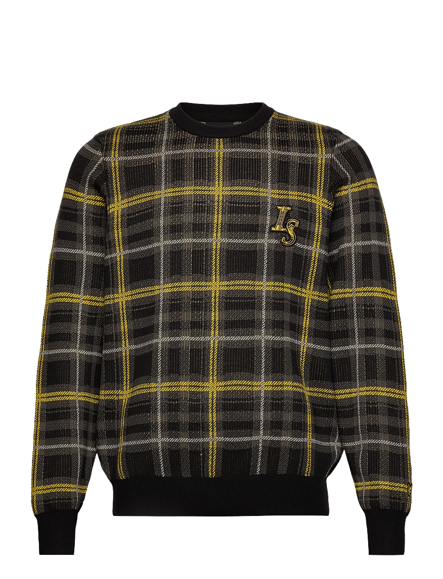 Lyle & Scott - Ribbed Jacquard Tartan Crew Neck - pyöreäaukkoiset - z865 jet black - 0