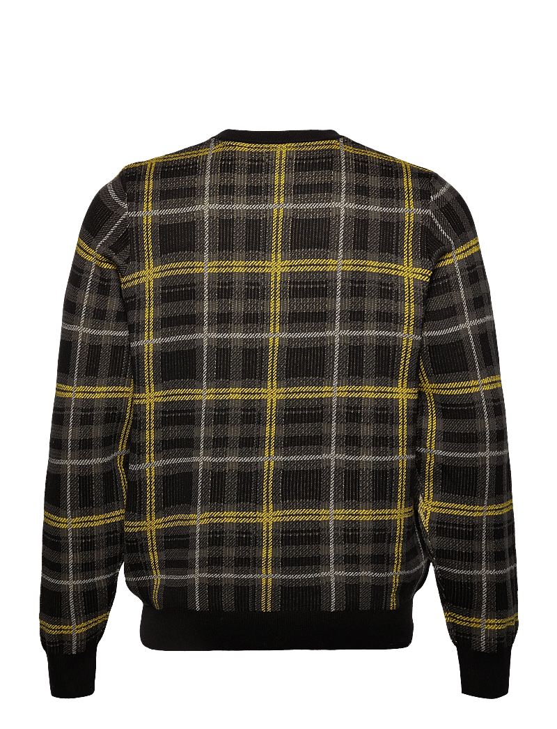 Lyle & Scott - Ribbed Jacquard Tartan Crew Neck - ronde hals - z865 jet black - 1