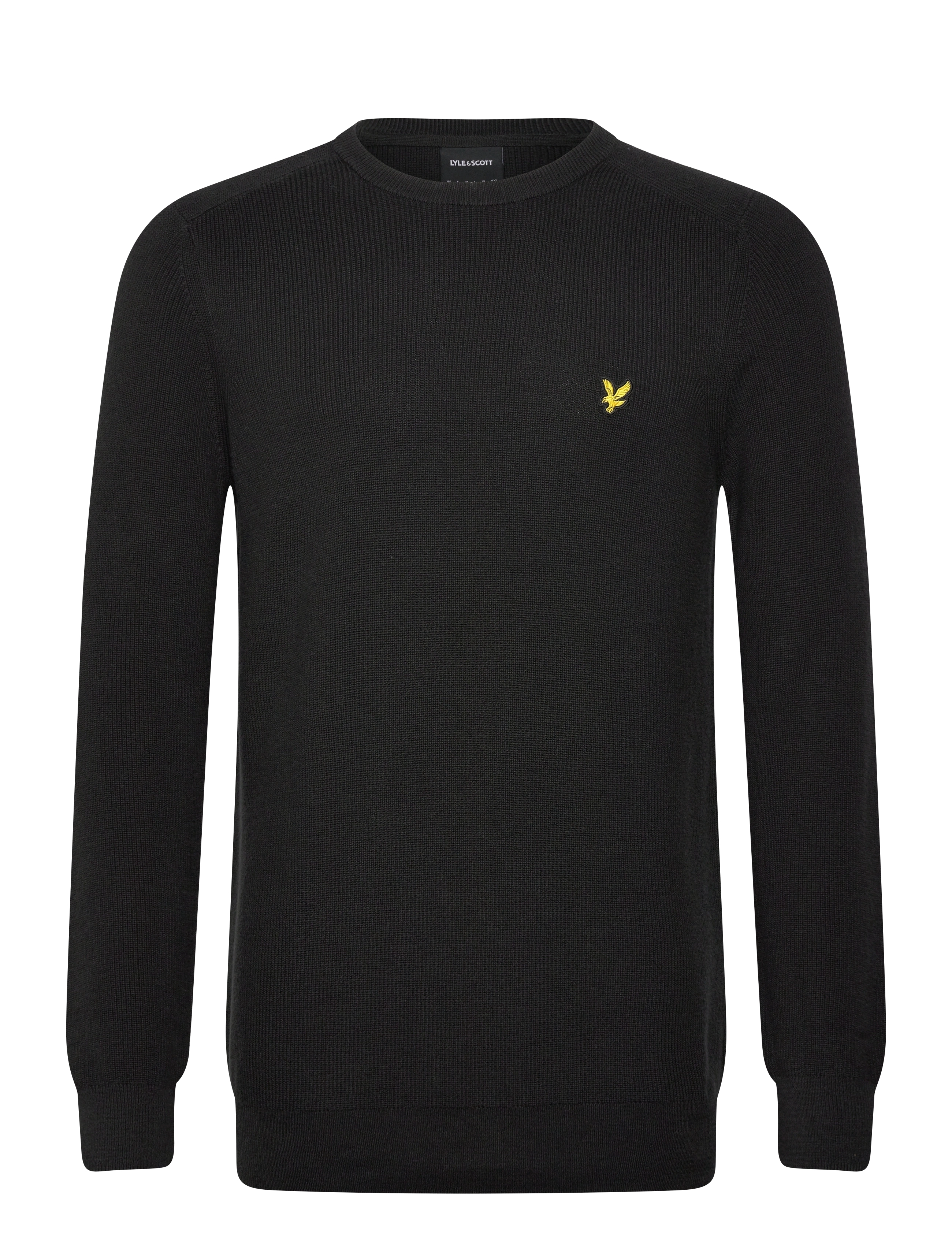 Lyle & Scott Engineered Rib Crew Neck - Basic-Strickmode - X002 BLACK ICE / black