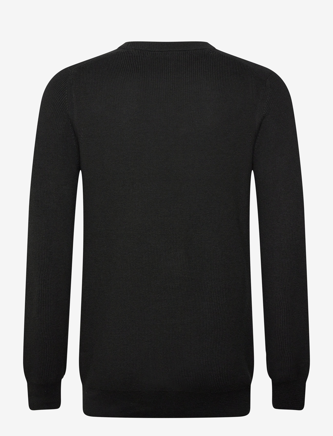 Lyle & Scott - Engineered Rib Crew Neck - efterårstøj - x002 black ice - 2