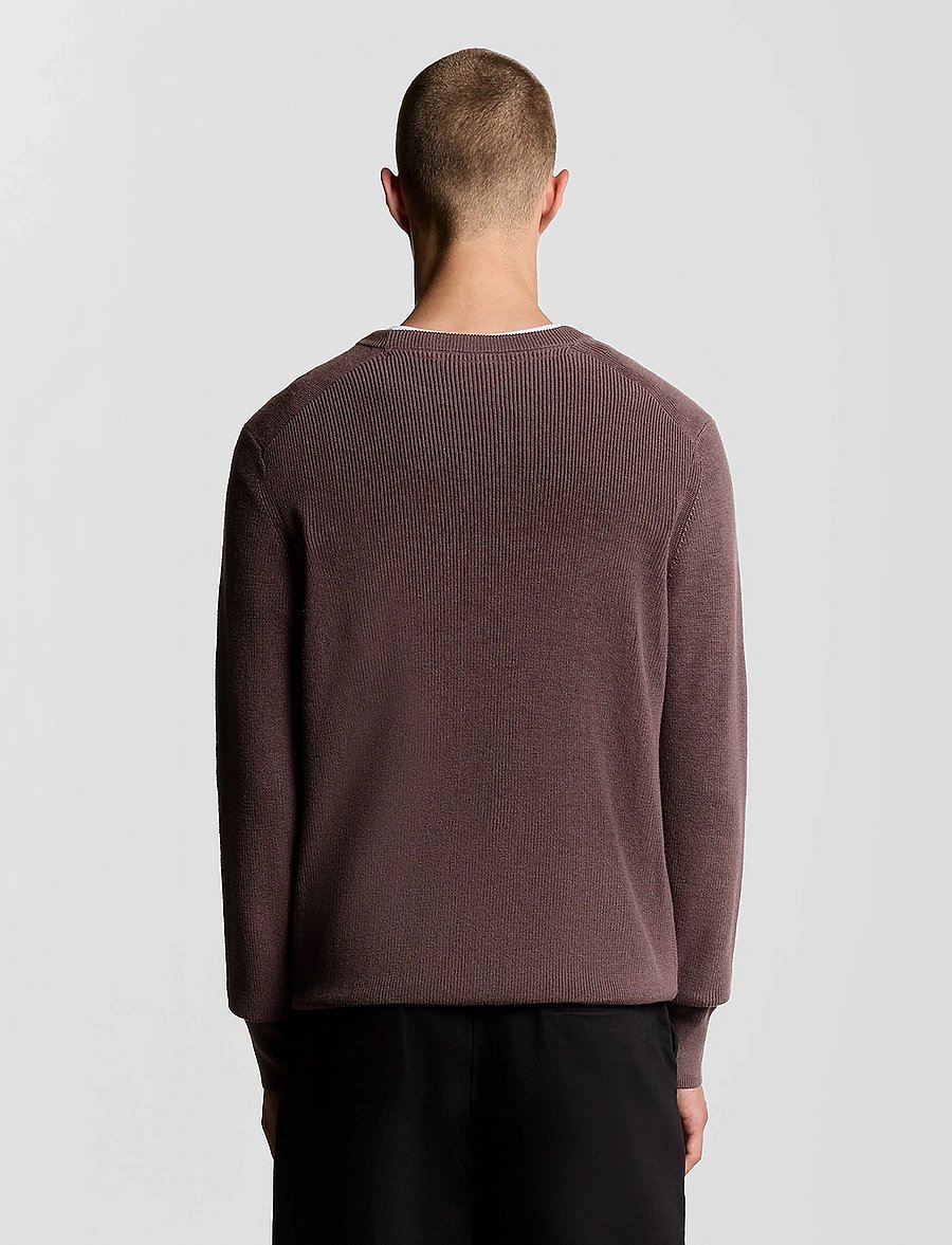 Lyle & Scott - Engineered Rib Crew Neck - rundhals - x863 espresso - 3
