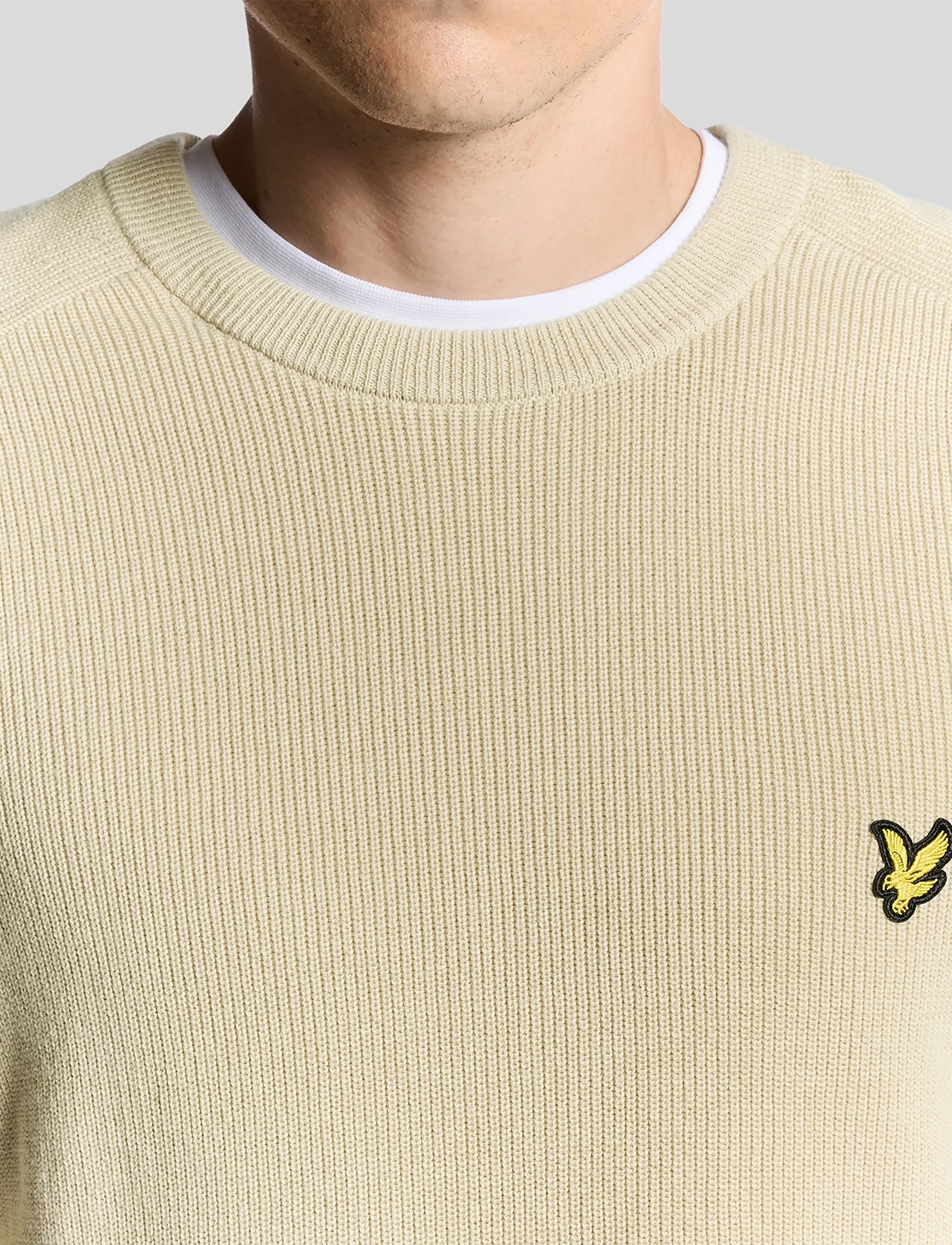 Lyle & Scott - Engineered Rib Crew Neck - kudumid - x865 grey taupe - 4