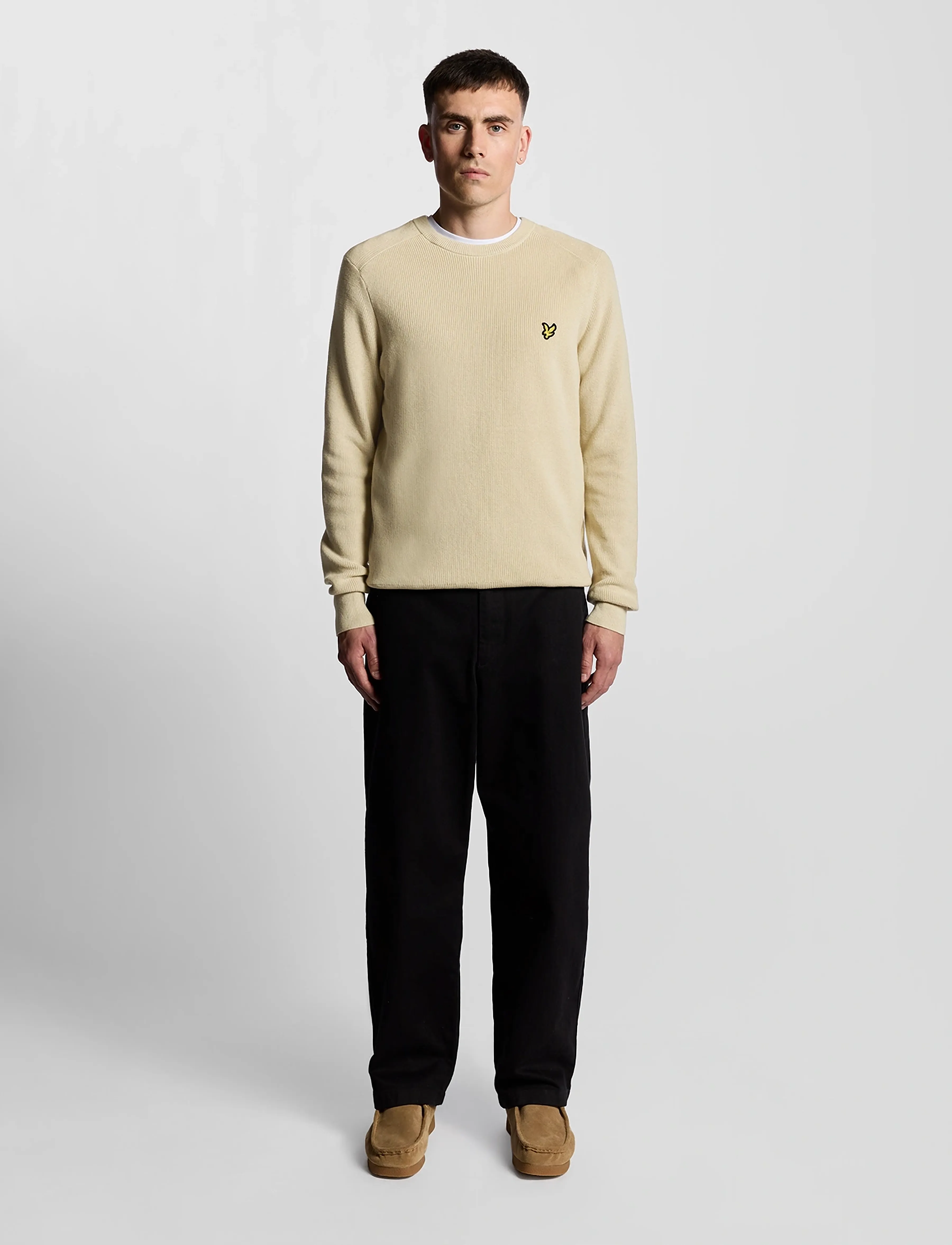 Lyle & Scott - Engineered Rib Crew Neck - kudumid - x865 grey taupe - 5