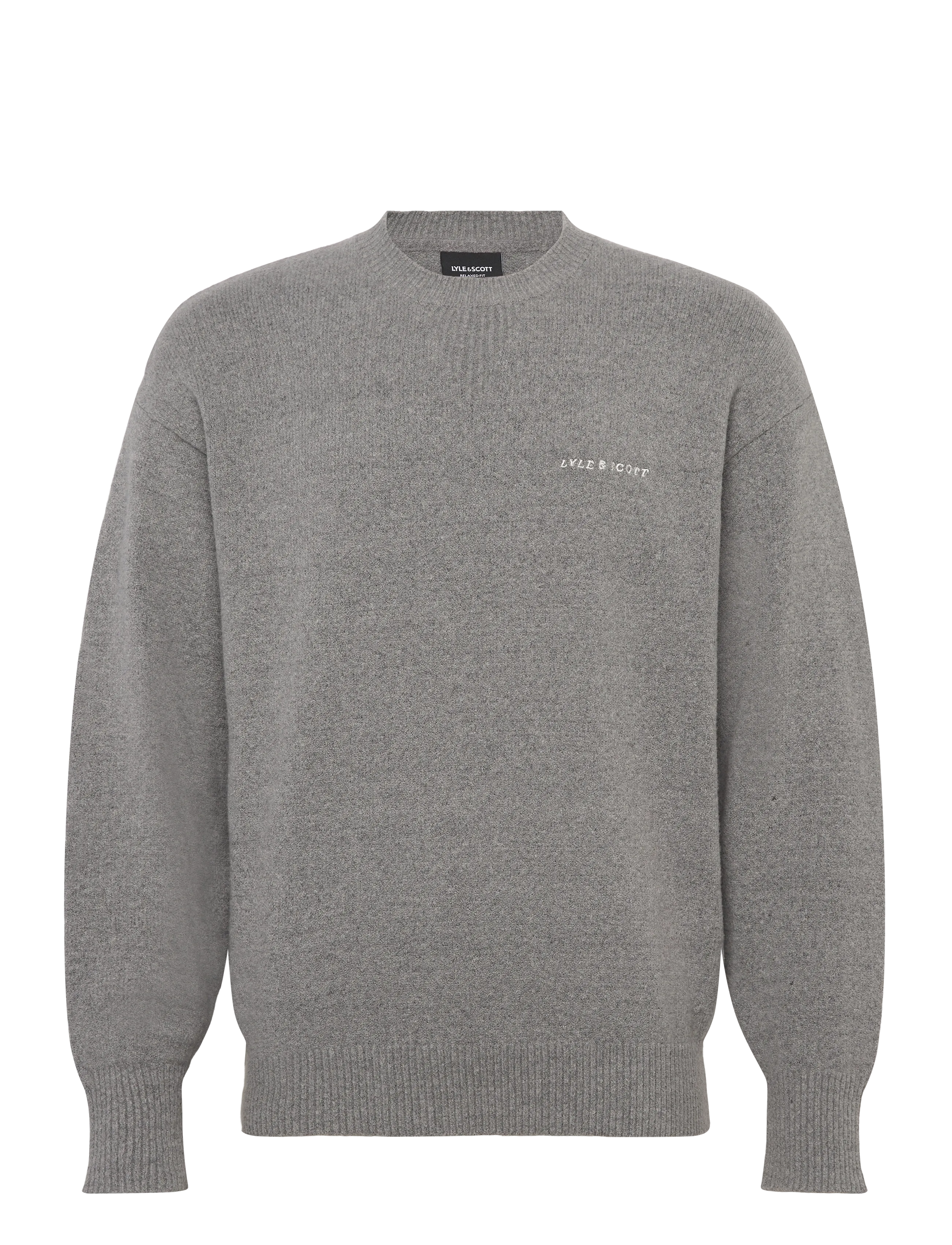Lyle & Scott Script Knitted Crew Neck - Rundhals - T28 MID GREY MARL / grey