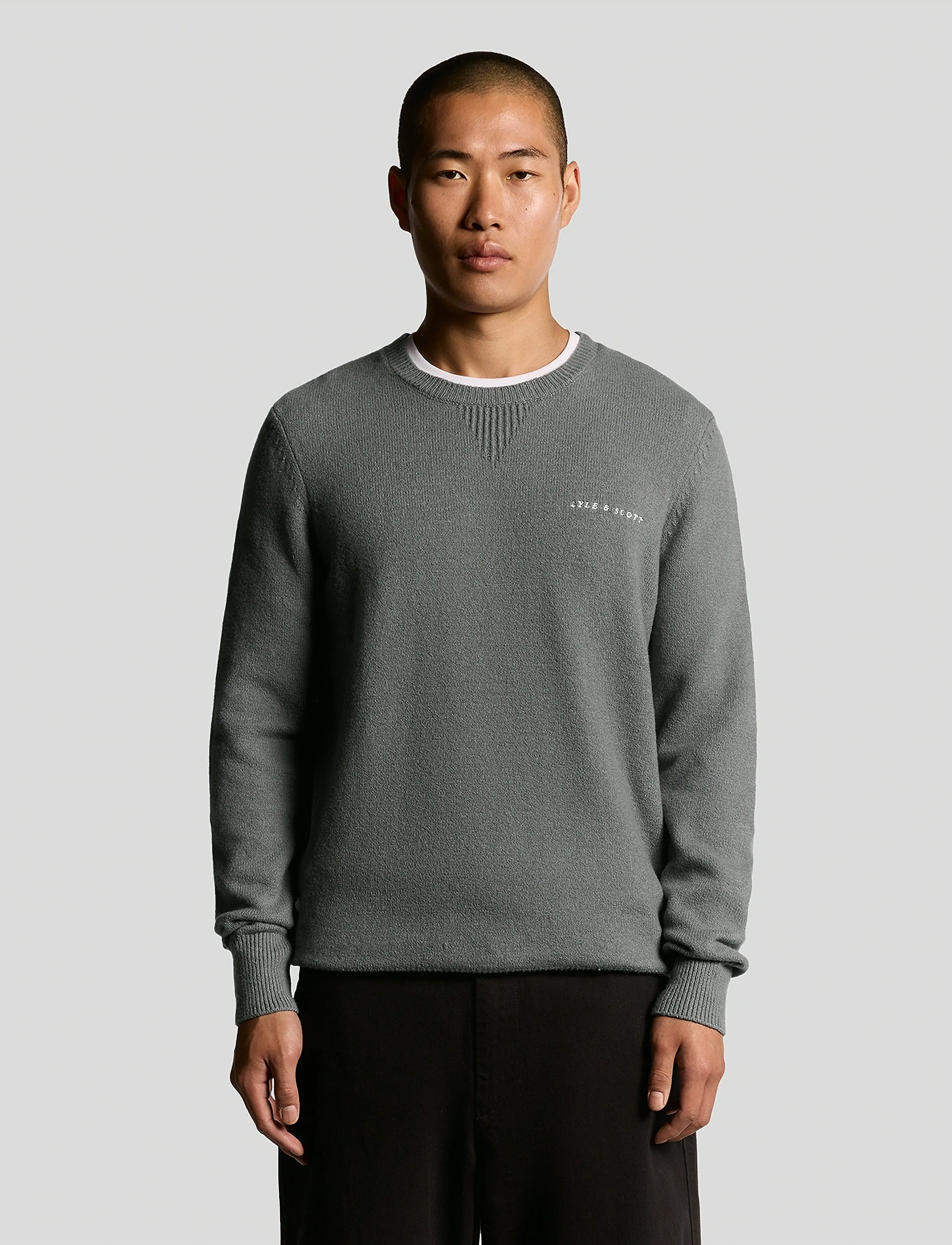 Lyle & Scott Script Knitted Crew Neck - Farben der Saison - T28 MID GREY MARL / grey