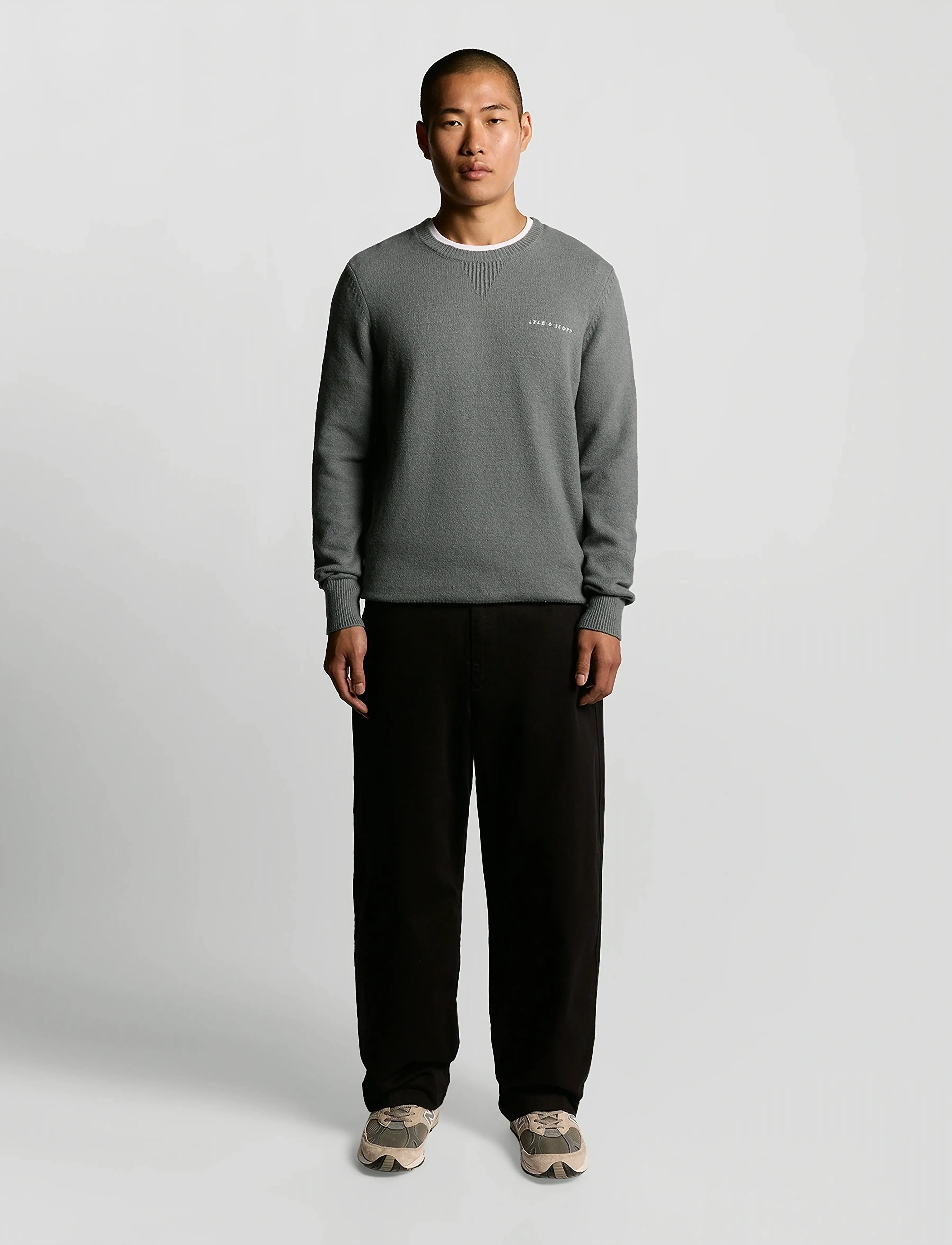 Lyle & Scott - Script Knitted Crew Neck - strickmode - t28 mid grey marl - 4
