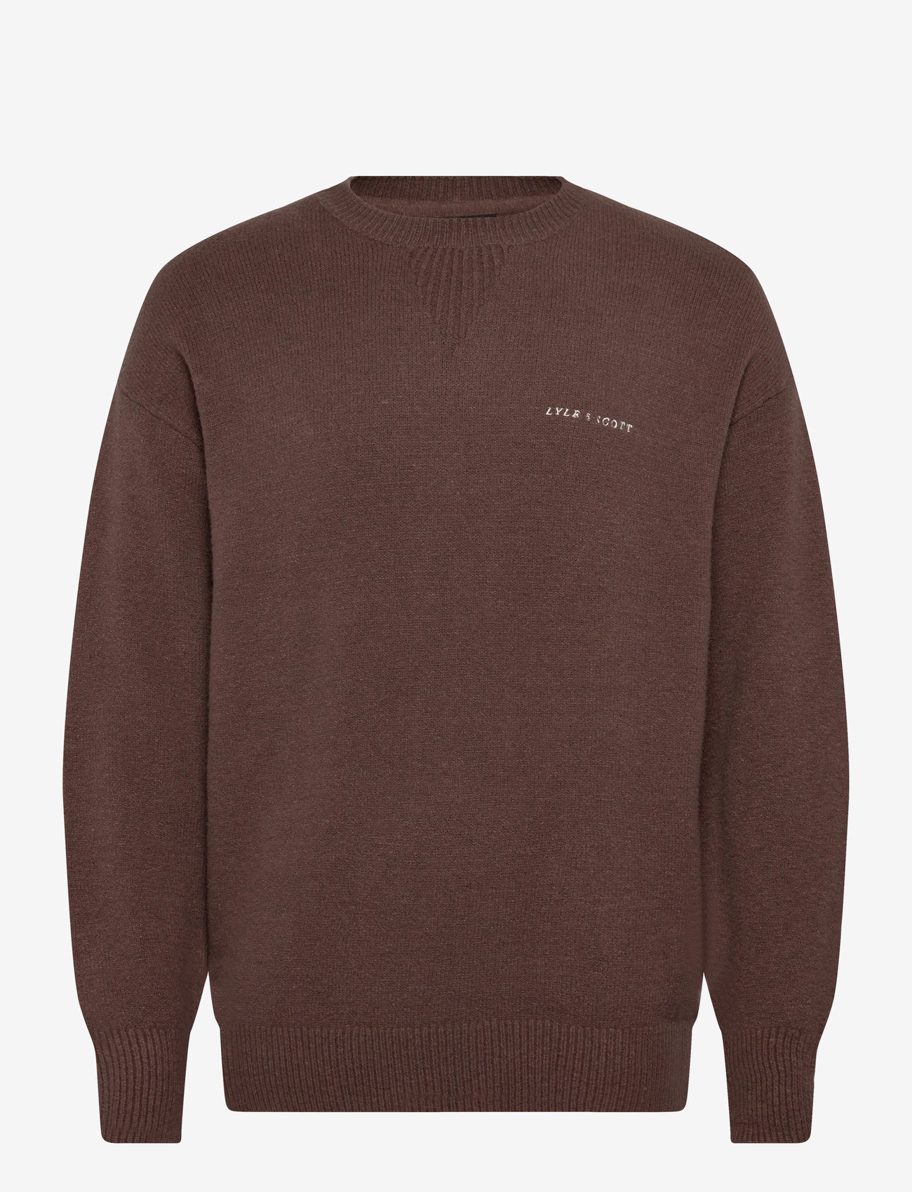 Lyle & Scott - Script Knitted Crew Neck - efterårstøj - x883 deep sepia - 0