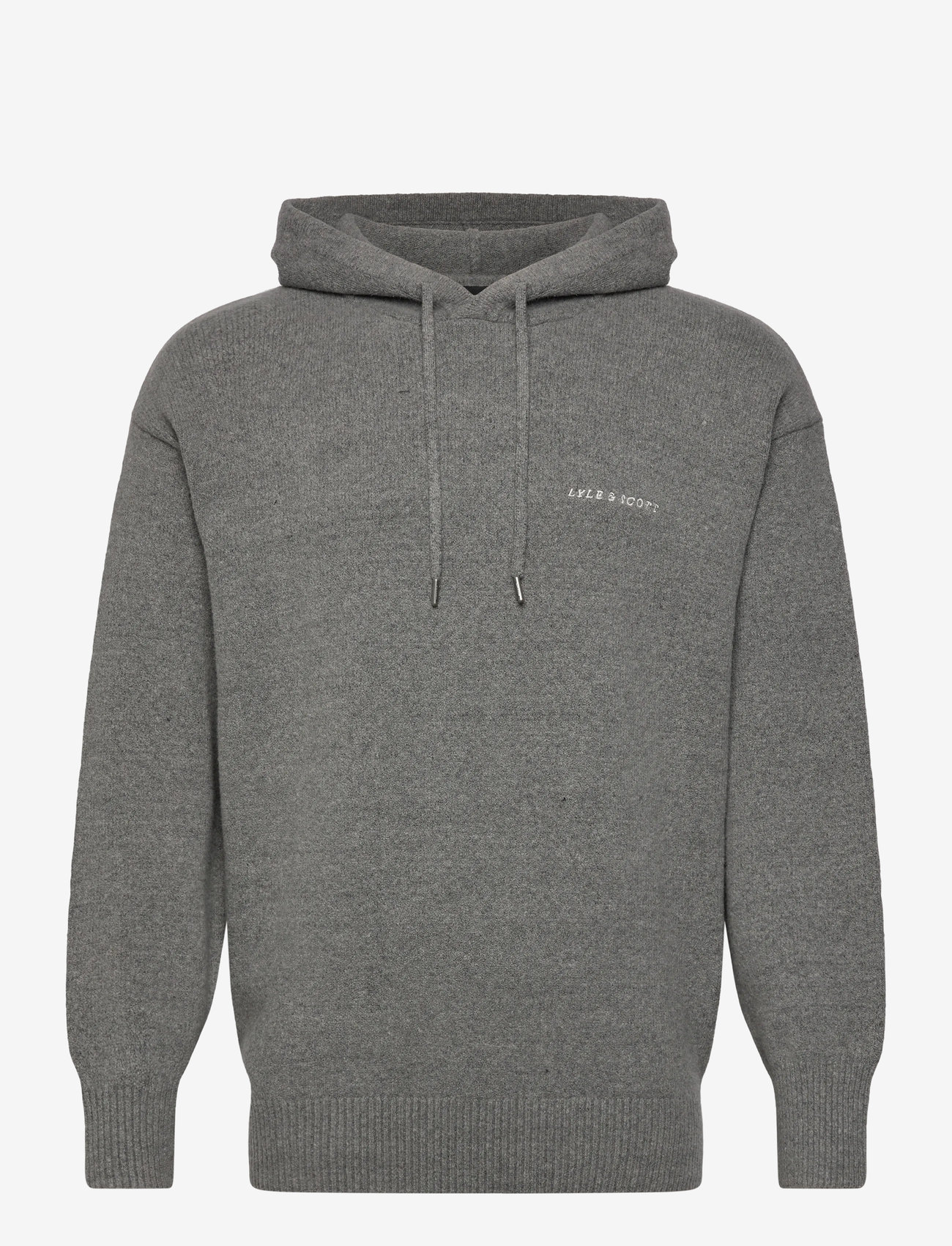 Lyle & Scott - Script Knitted Hoodie - hoodies - t28 mid grey marl - 0