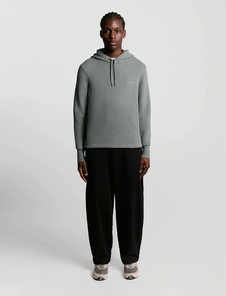 Lyle & Scott - Script Knitted Hoodie - hættetrøjer - t28 mid grey marl - 4