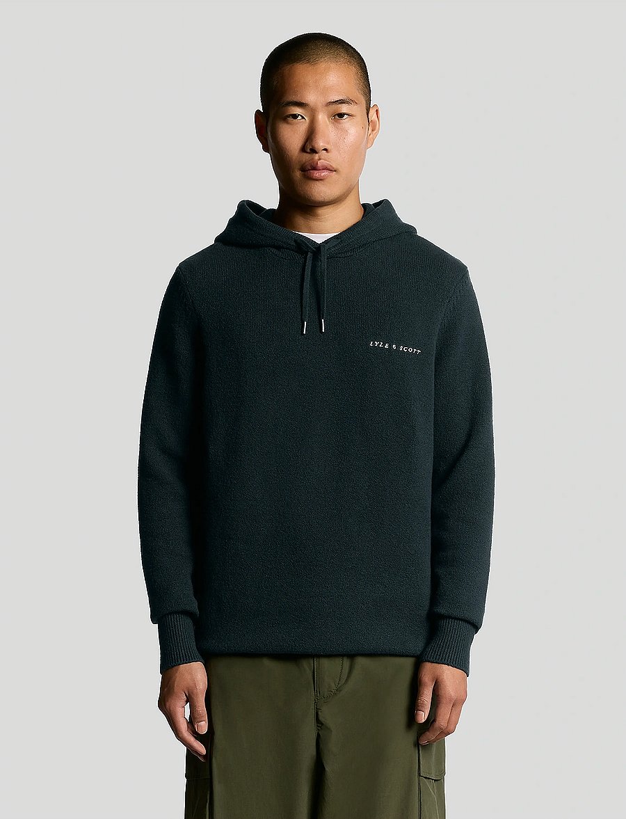 Lyle & Scott - Script Knitted Hoodie - kapuzenpullover - z271 dark navy - 0