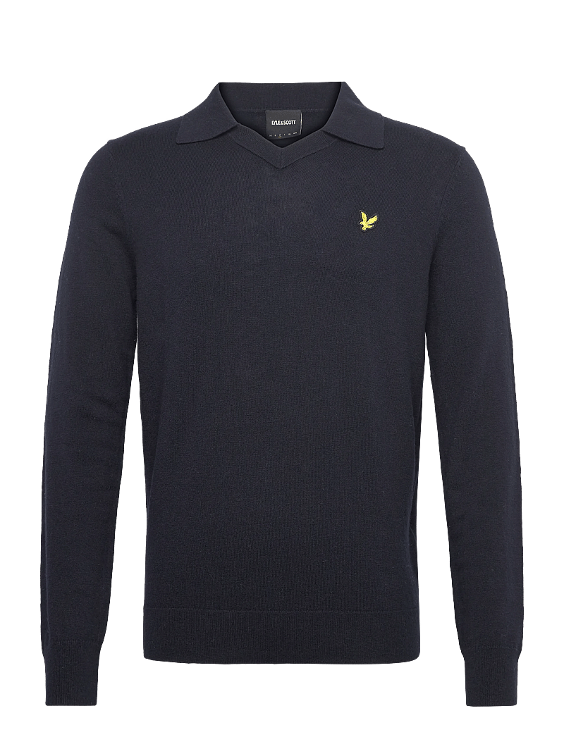 Lyle & Scott - Cotton Merino Football Collar Jumper - polostrik - z271 dark navy - 0