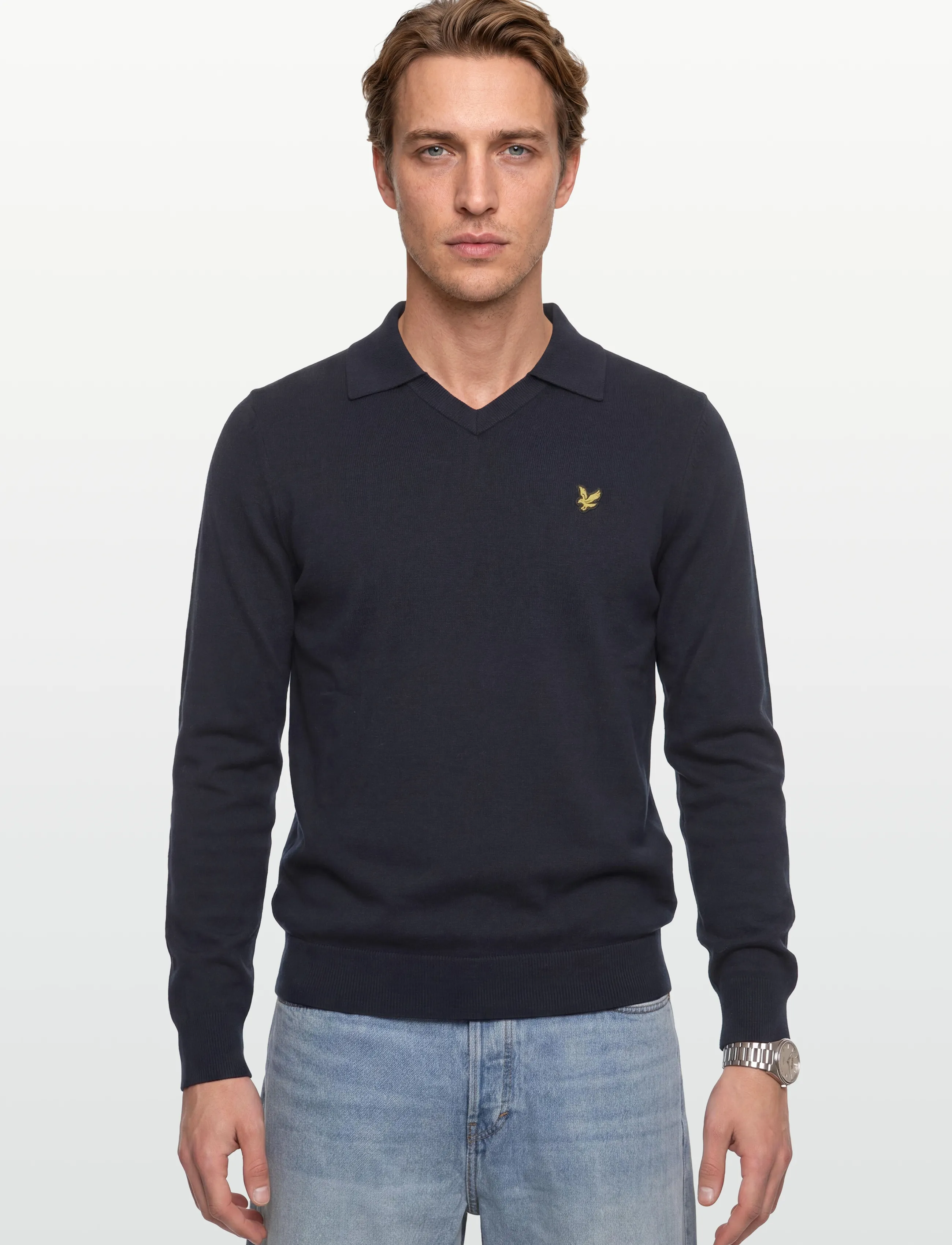 Lyle & Scott - Cotton Merino Football Collar Jumper - polostrik - z271 dark navy - 3