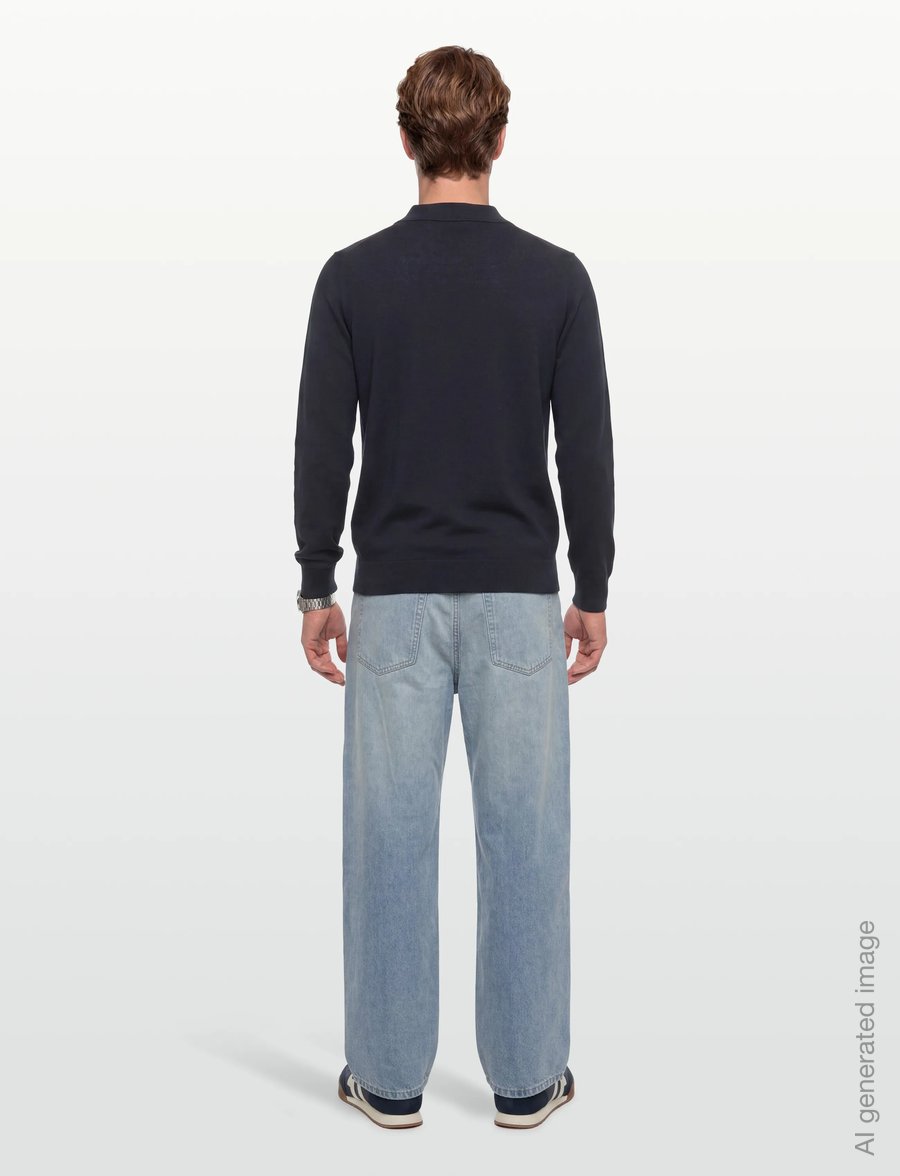Lyle & Scott - Cotton Merino Football Collar Jumper - langärmelige strick-polohemden - z271 dark navy - 4
