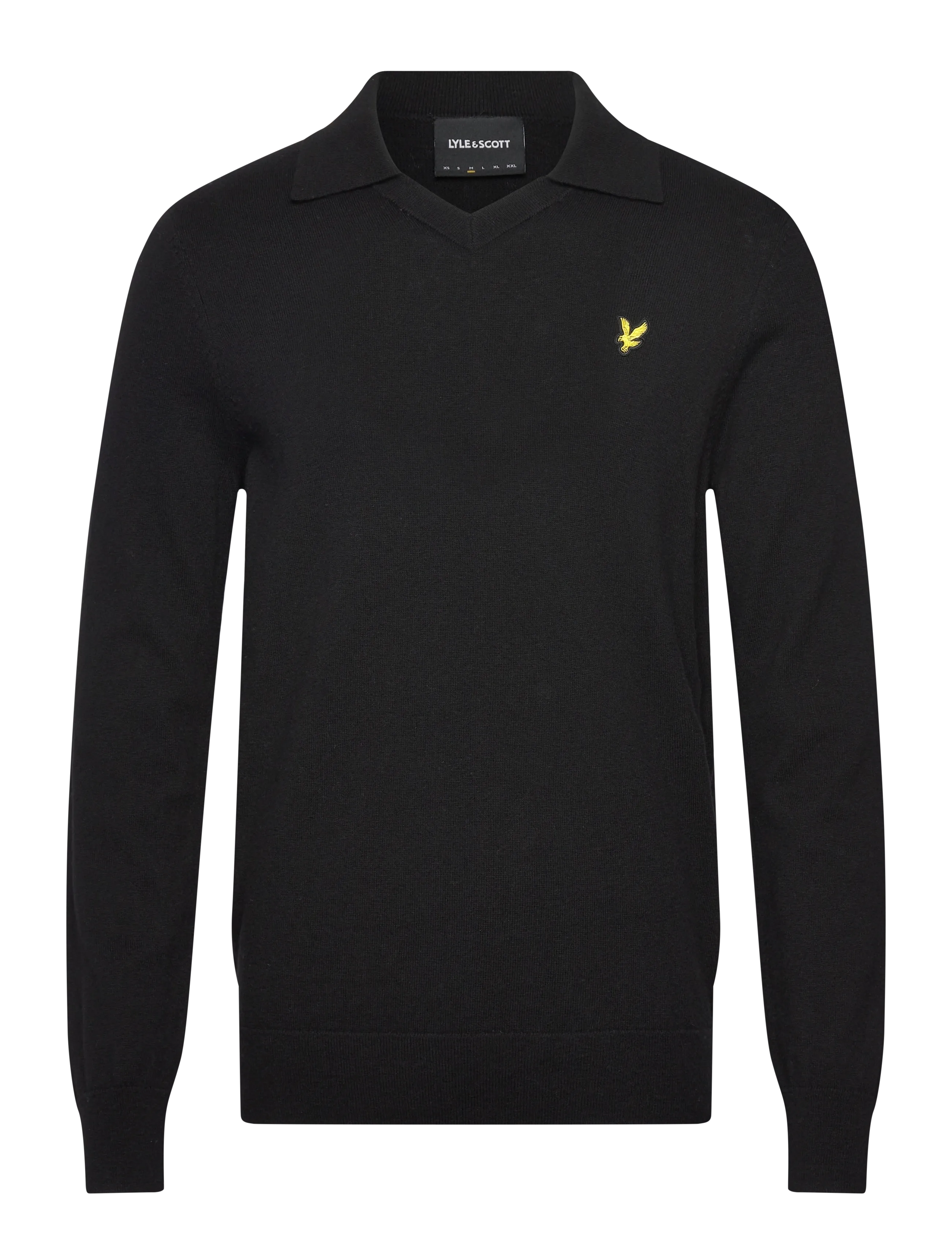 Lyle & Scott Cotton Merino Football Collar Jumper - 4 for 3 - Z865 JET BLACK / black