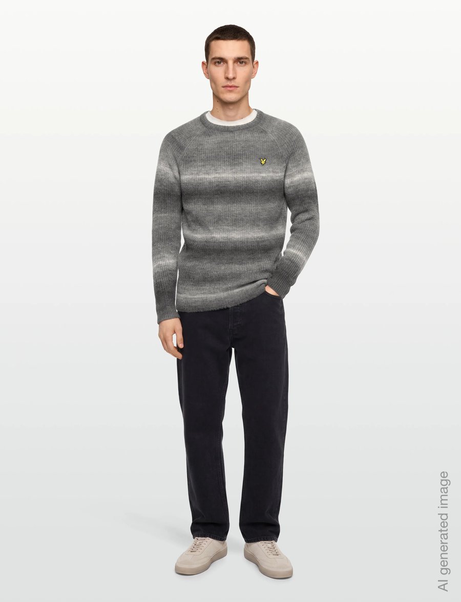 Lyle & Scott - Ribbed Ombre Jumper - rundhalsad - x970 jet black/ putty - 0
