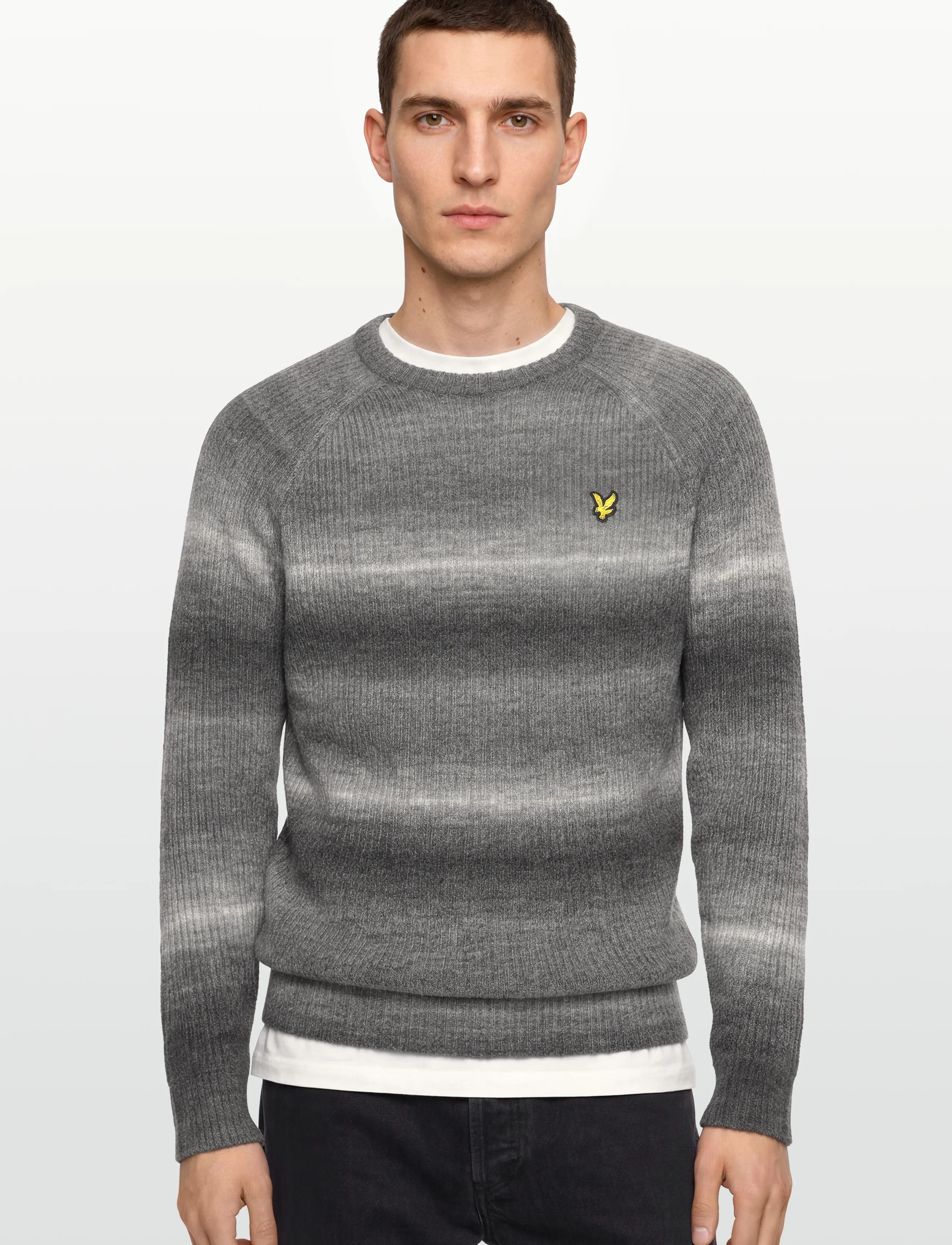 Lyle & Scott - Ribbed Ombre Jumper - stickade basplagg - x970 jet black/ putty - 3