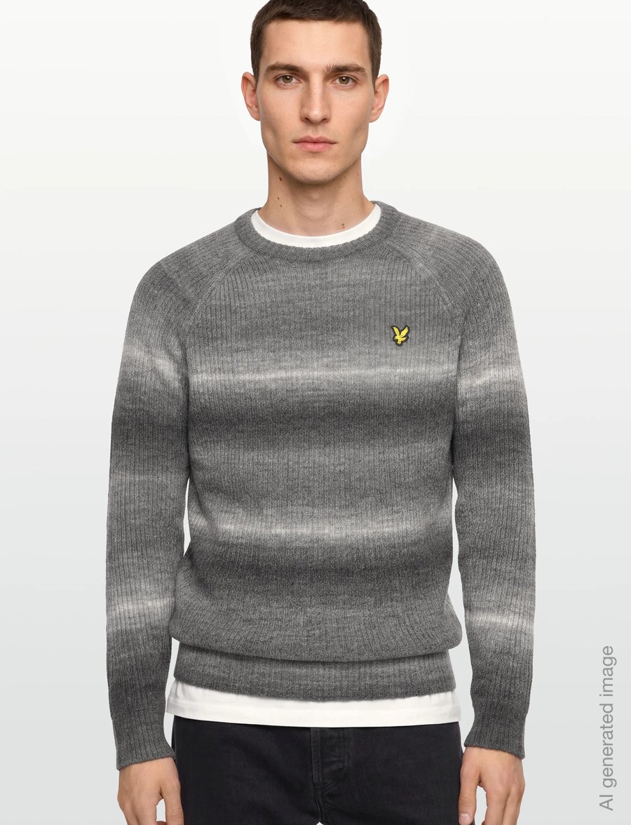 Lyle & Scott - Ribbed Ombre Jumper - rundhalsad - x970 jet black/ putty - 3