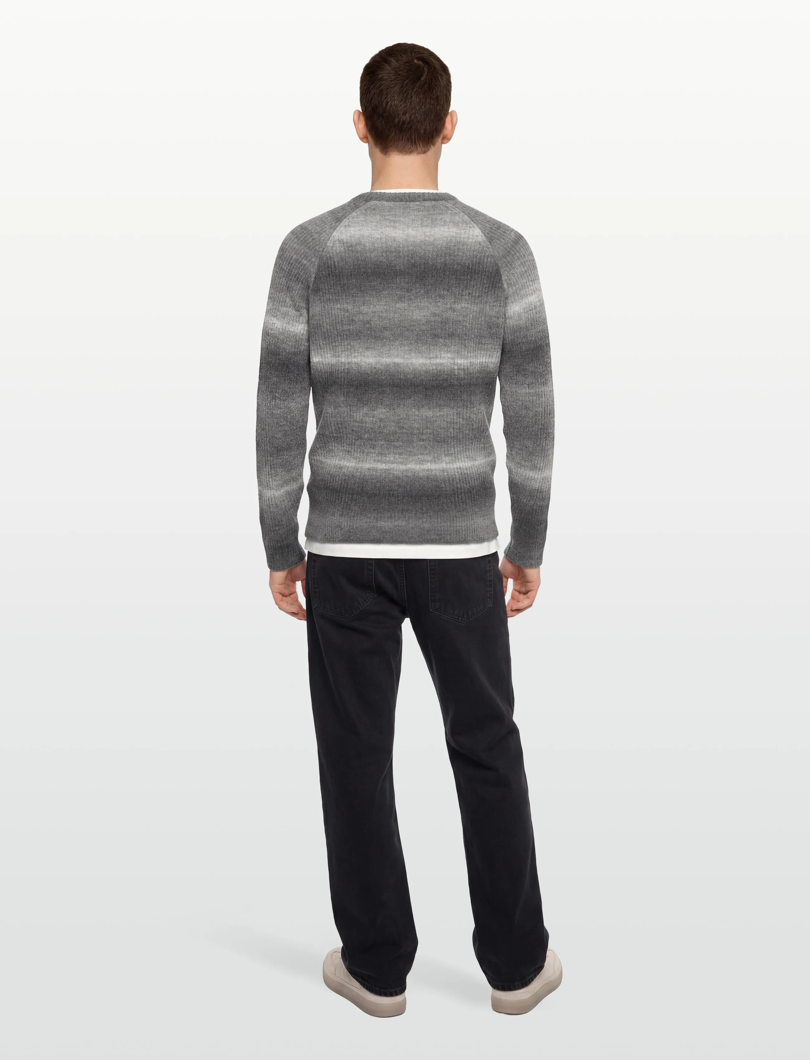 Lyle & Scott - Ribbed Ombre Jumper - stickade basplagg - x970 jet black/ putty - 4