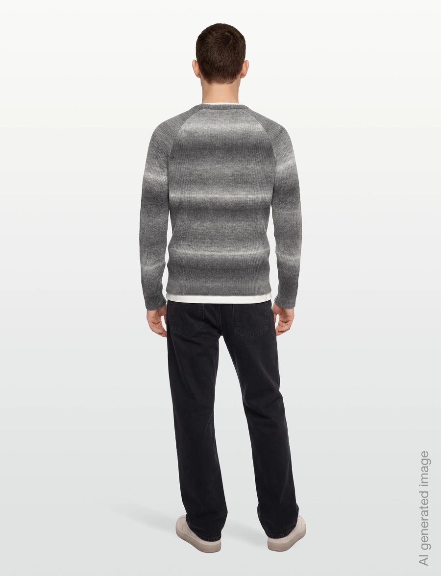 Lyle & Scott - Ribbed Ombre Jumper - rundhalsad - x970 jet black/ putty - 4