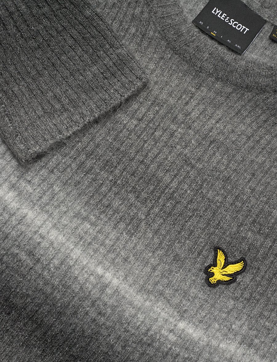 Lyle & Scott - Ribbed Ombre Jumper - rundhalsad - x970 jet black/ putty - 5