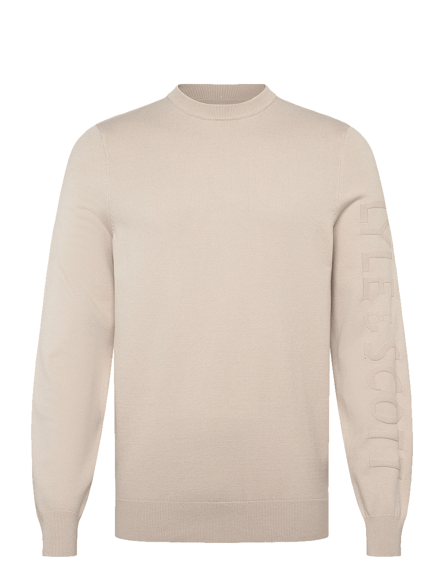 Lyle & Scott - Mesh Logo Crew Neck Jumper - okrągły dekolt - putty - 1
