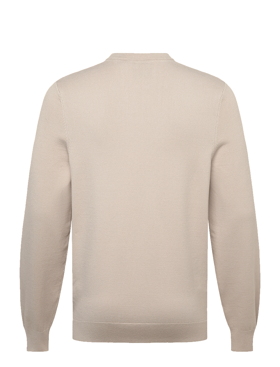 Lyle & Scott - Mesh Logo Crew Neck Jumper - okrągły dekolt - putty - 2
