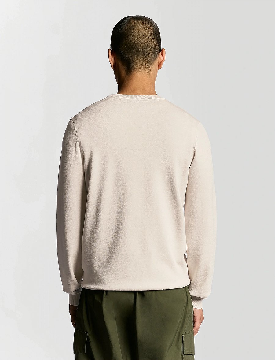 Lyle & Scott - Mesh Logo Crew Neck Jumper - okrągły dekolt - putty - 3