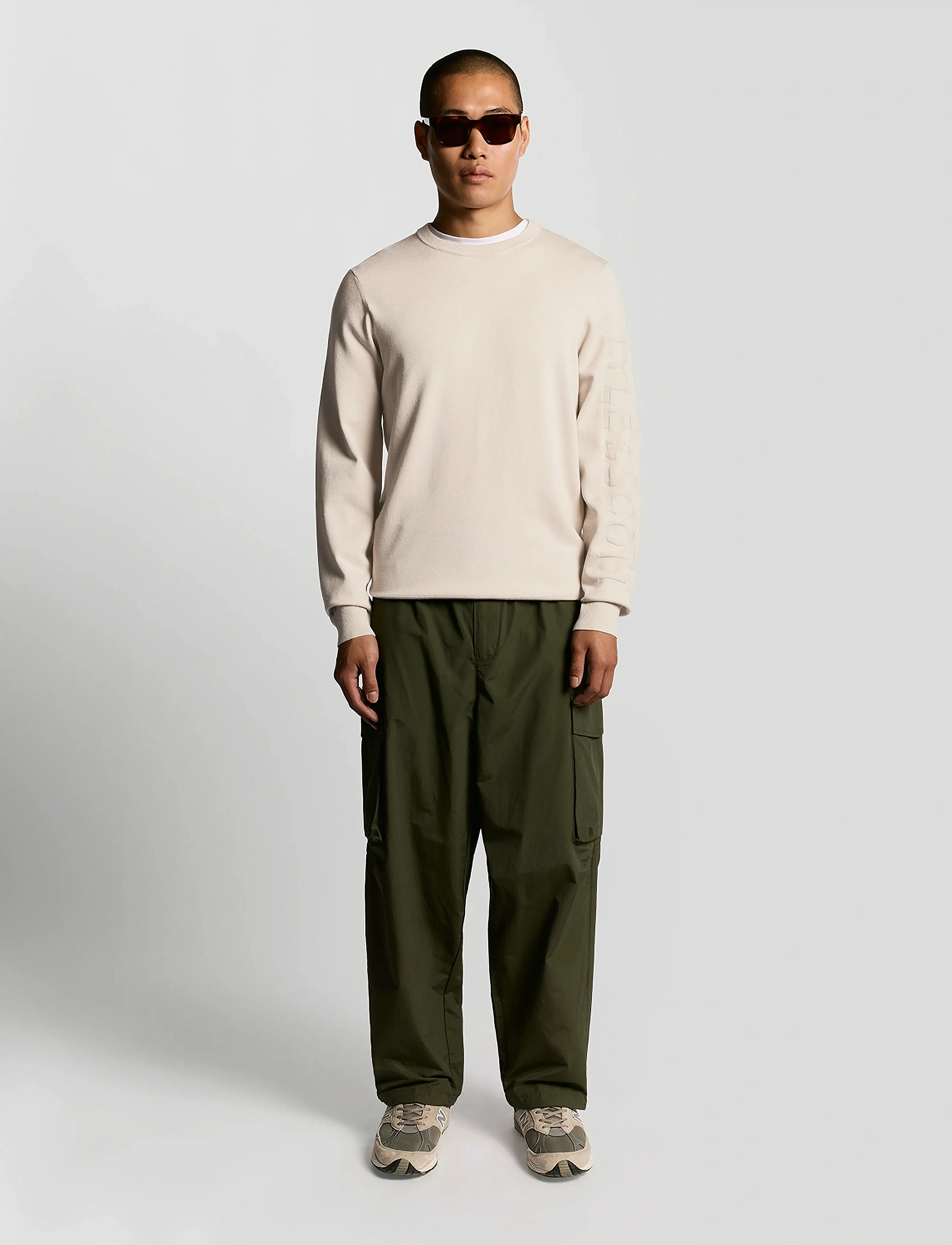 Lyle & Scott - Mesh Logo Crew Neck Jumper - rund hals - putty - 4