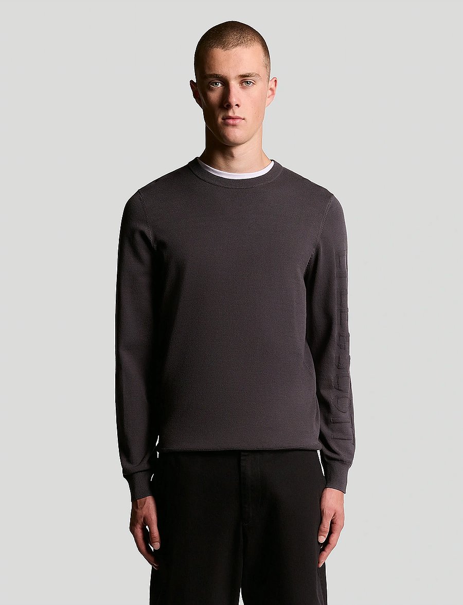 Lyle & Scott - Mesh Logo Crew Neck Jumper - rund hals - shadow - 0