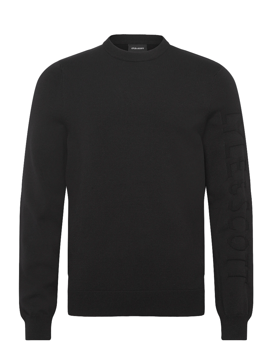 Lyle & Scott - Mesh Logo Crew Neck Jumper - Ümara kaelusega - z865 jet black - 1