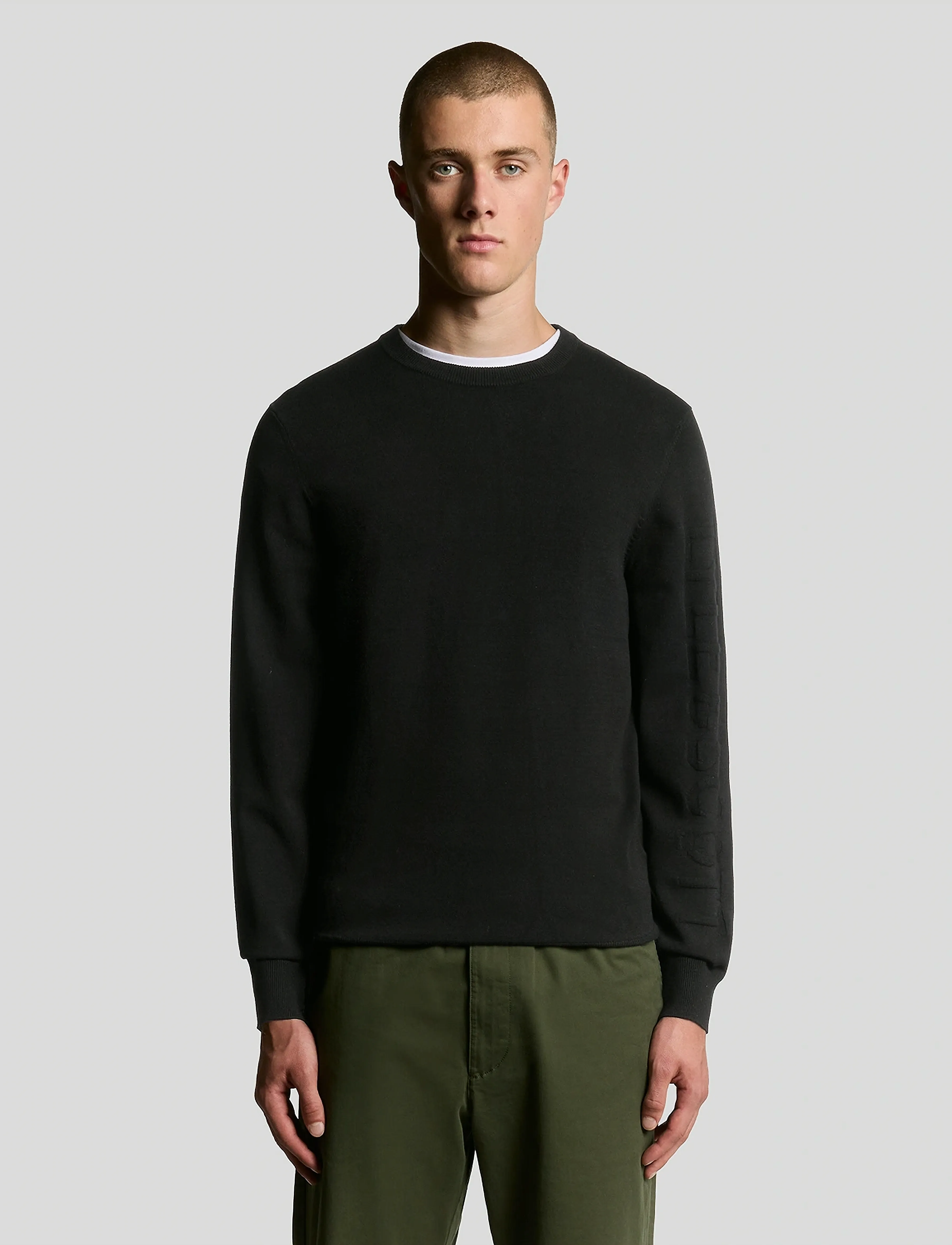 Lyle & Scott Mesh Logo Crew Neck Jumper, Mænd, Mesh Logo Rundhals Jumper, Sort, Str: XL