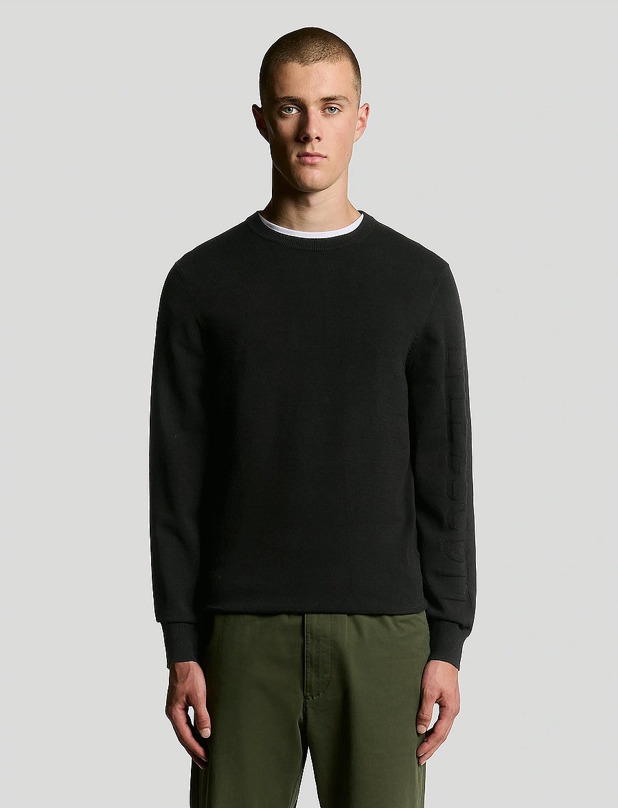 Lyle & Scott - Mesh Logo Crew Neck Jumper - Ümara kaelusega - z865 jet black - 0