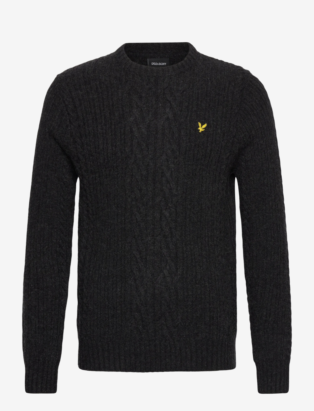 Lyle & Scott - Ribbed Cable Knit Jumper - rundhalsad - w155 jet black marl - 1