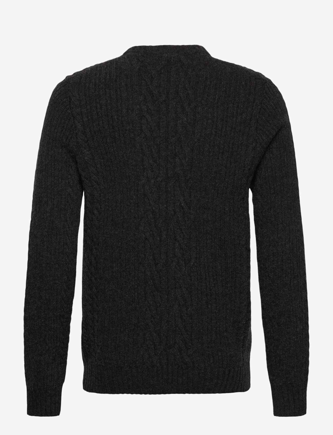 Lyle & Scott - Ribbed Cable Knit Jumper - rundhalsad - w155 jet black marl - 2